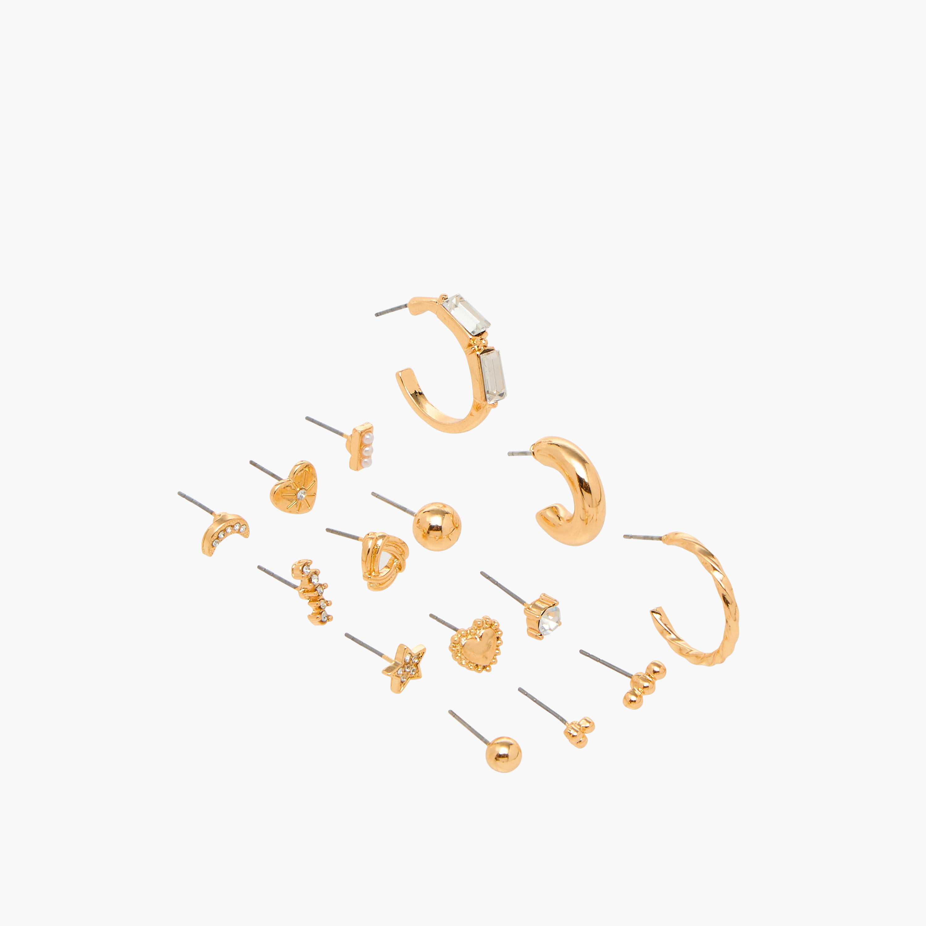 حلقان ميتاليك بمكبس إغلاق خلفي - طقم 15 زوج-women-watchesandjewellery-jewellery-earrings-image-2