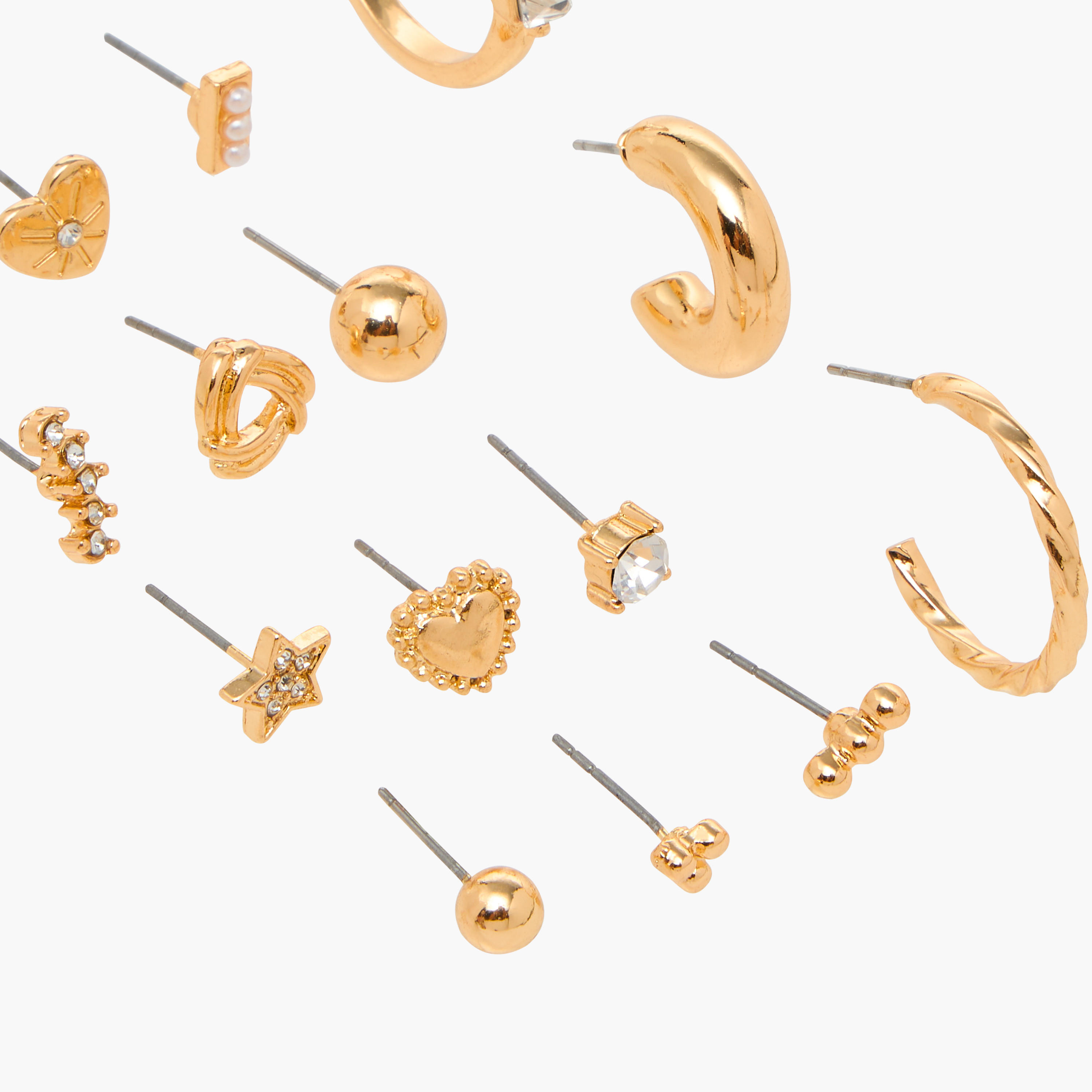 حلقان ميتاليك بمكبس إغلاق خلفي - طقم 15 زوج-women-watchesandjewellery-jewellery-earrings-image-3