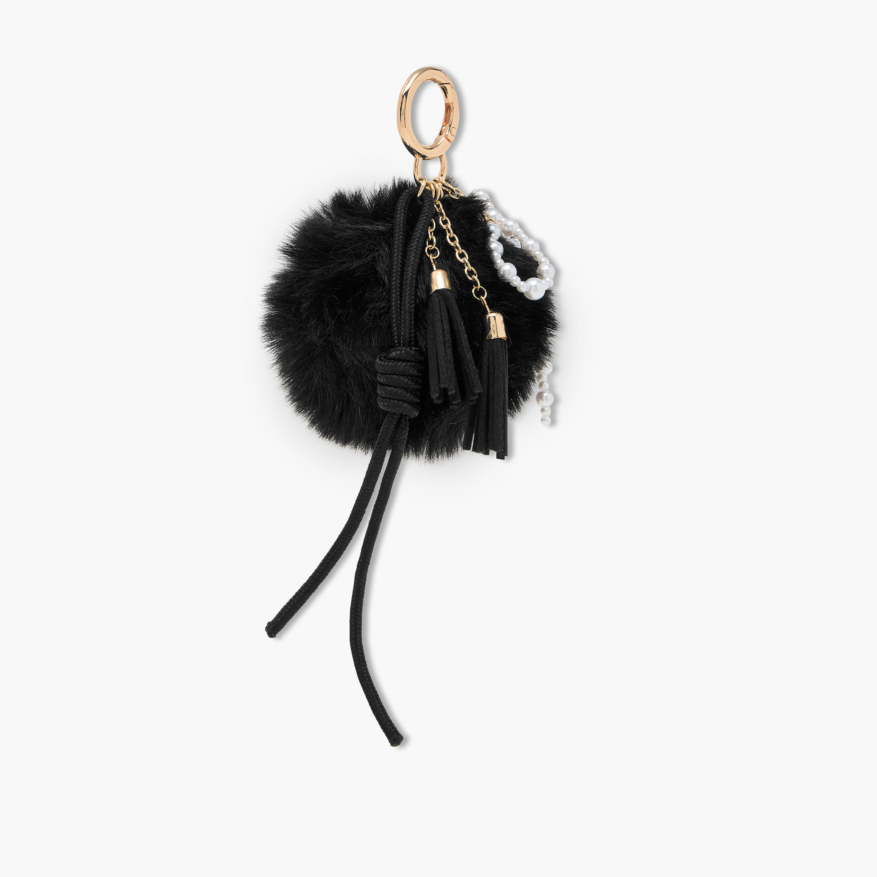 Faux Fur Pom-Pom Keychain with Charm Accents-girls-accessories-keyringsandbagcharms-image-2