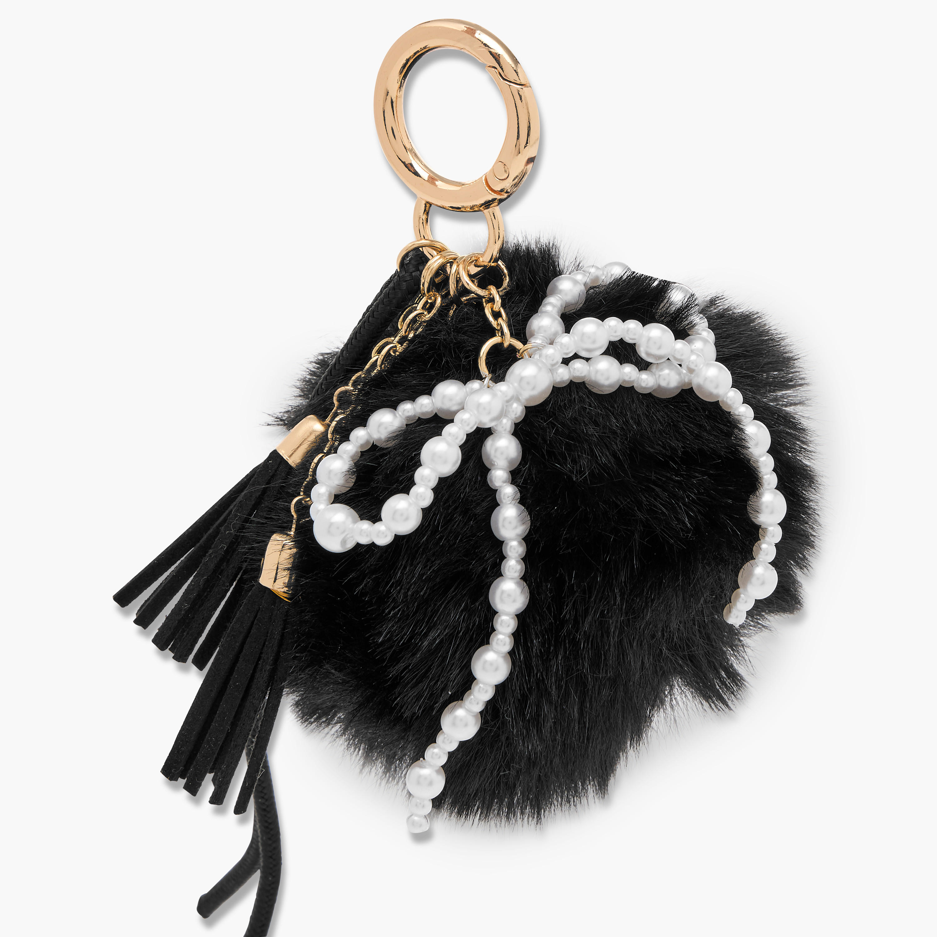 Faux Fur Pom-Pom Keychain with Charm Accents-girls-accessories-keyringsandbagcharms-image-3