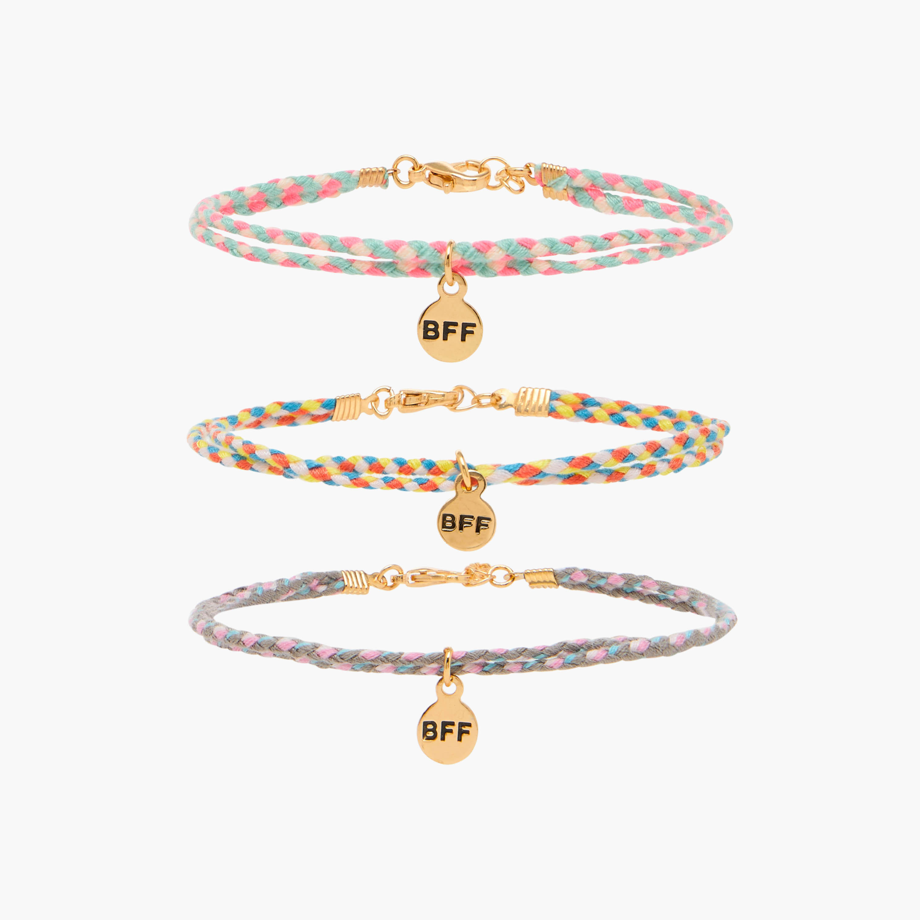 BFF Charm Bracelet with Lobster Clasp Closure - Set of 3-women-watchesandjewellery-jewellery-banglesandbracelets-image-1