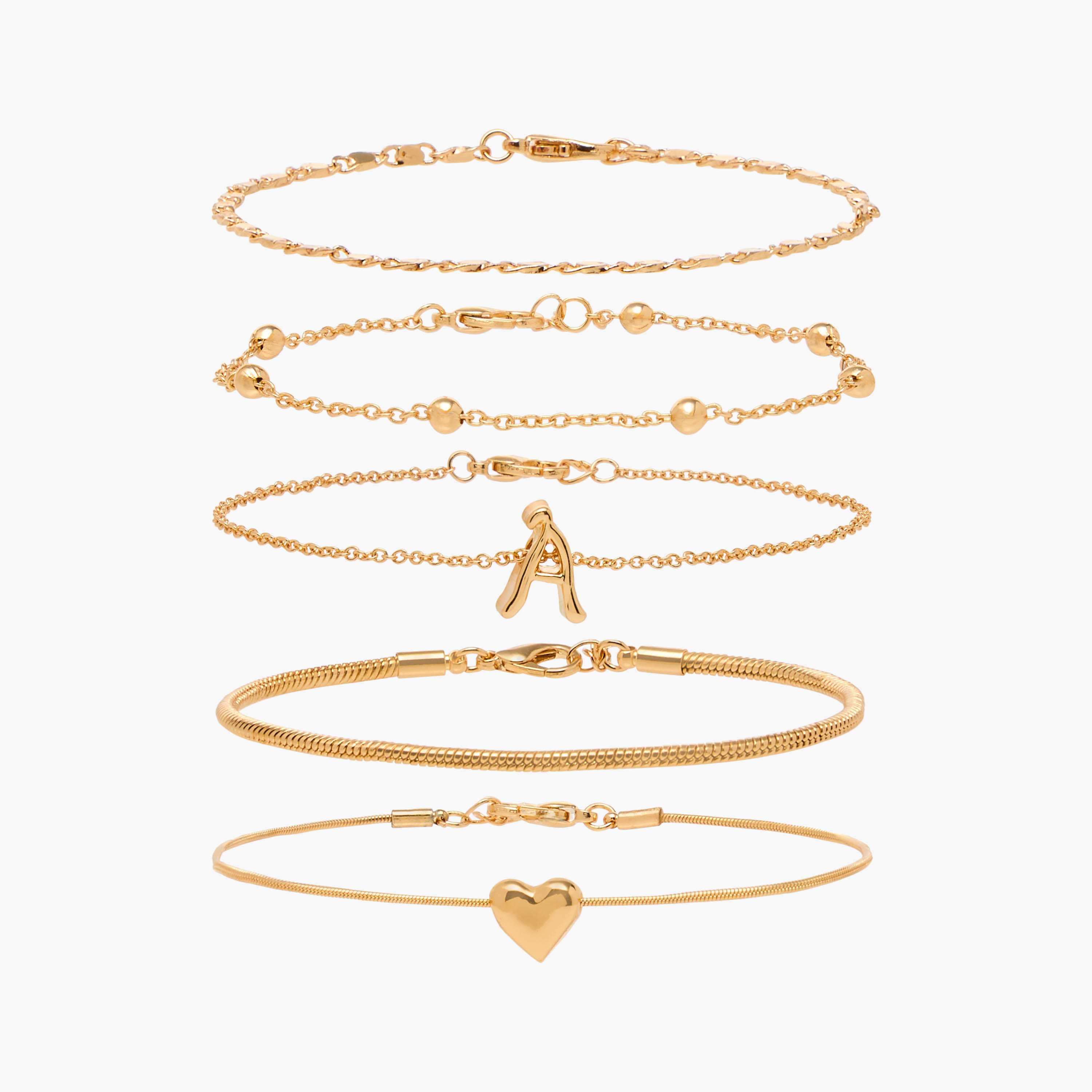 Assorted Chain Bracelet with Lobster Clasp Closure - Set of 5-women-watchesandjewellery-jewellery-banglesandbracelets-image-1