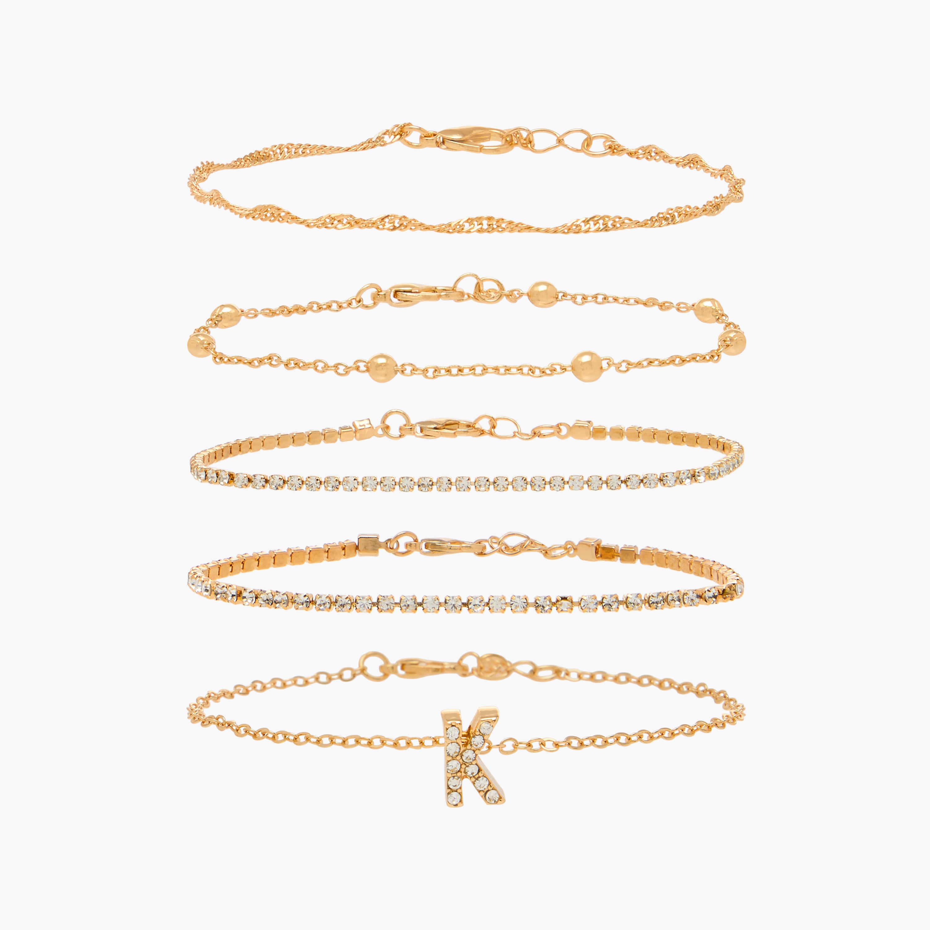 Assorted Chain Bracelet with Lobster Clasp Closure - Set of 5-women-watchesandjewellery-jewellery-banglesandbracelets-image-1