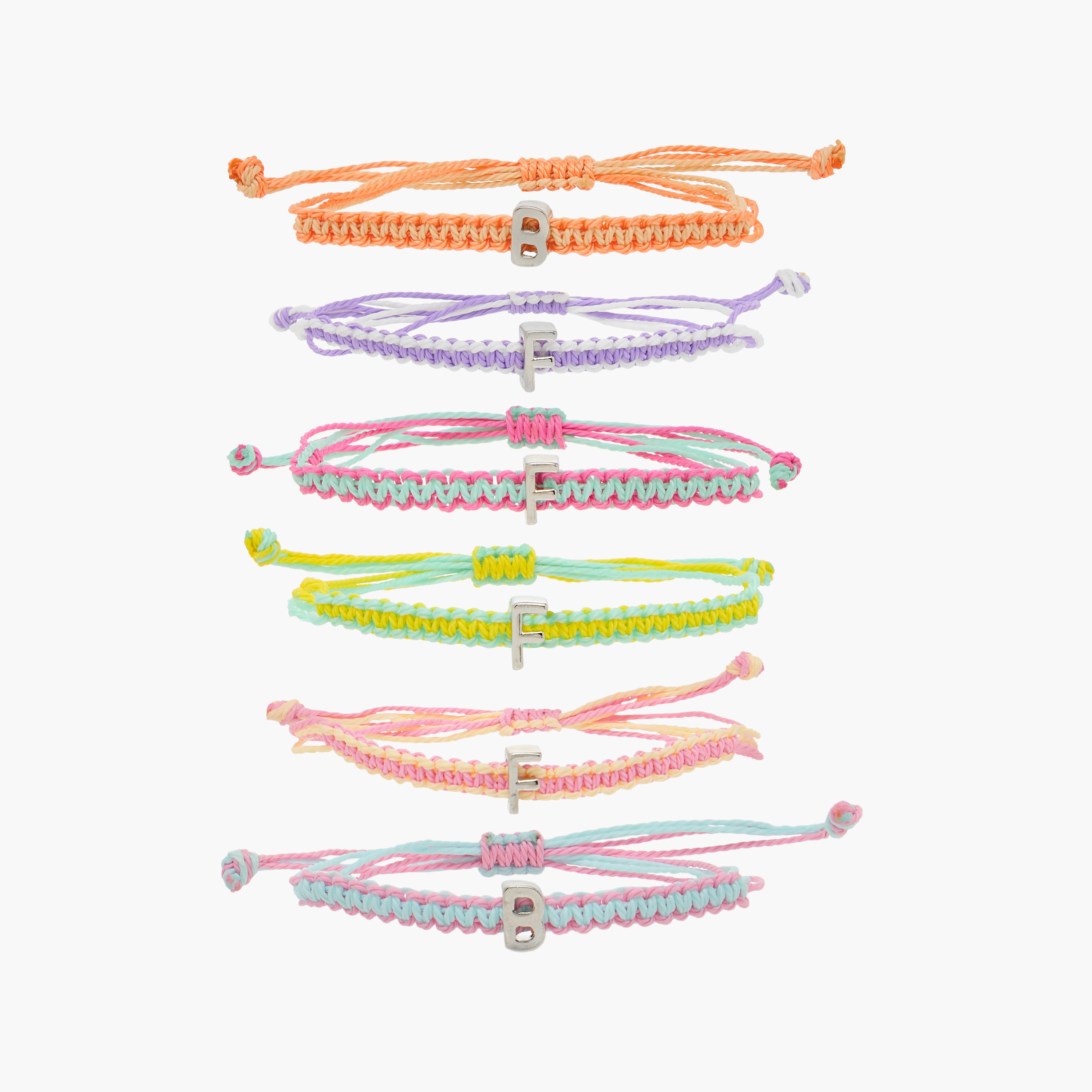 سوار خيط مزين بحرف وإغلاق منزلق - طقم من 6 قطع-women-watchesandjewellery-jewellery-banglesandbracelets-image-1