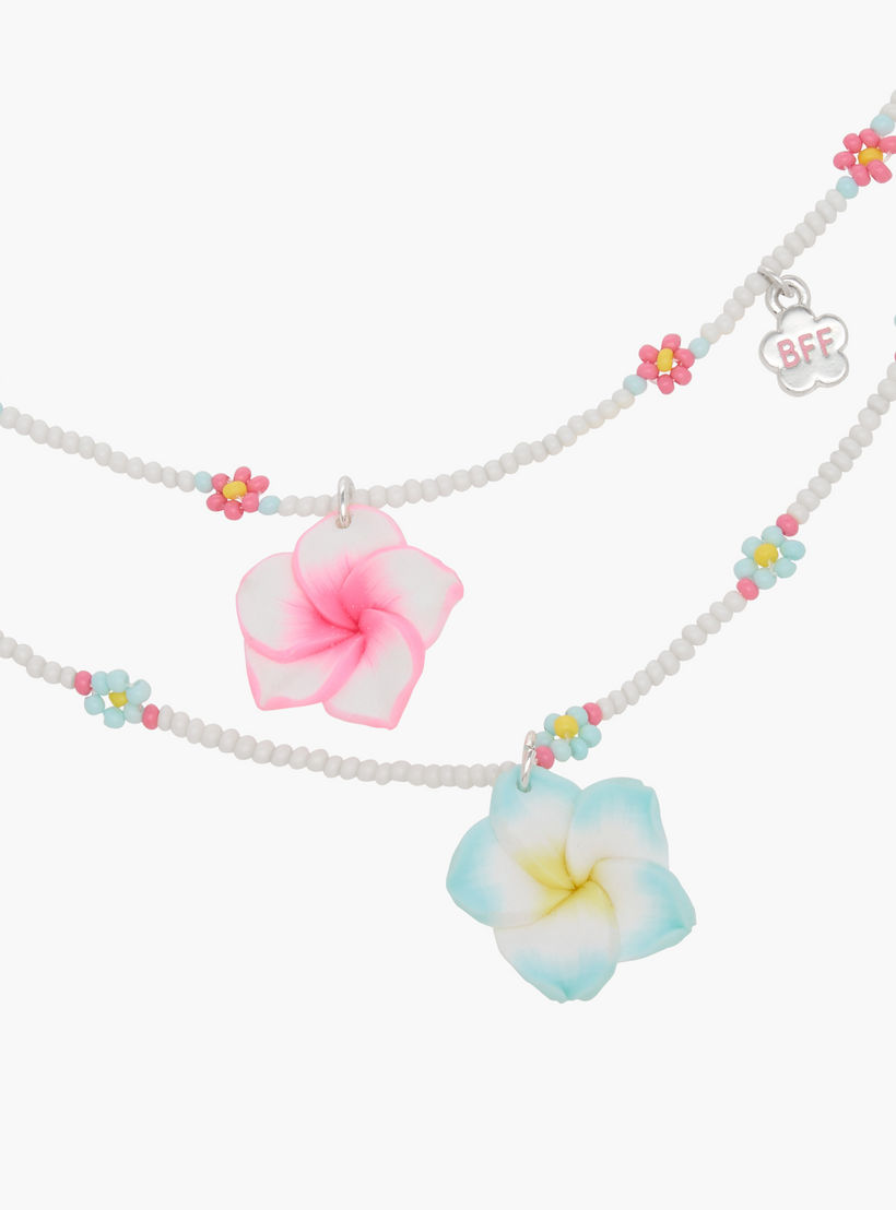 عقد الصداقة بخرز وزهوروقفل إغلاق - طقم من قطعتين-women-watchesandjewellery-jewellery-necklacesandpendants-image-4