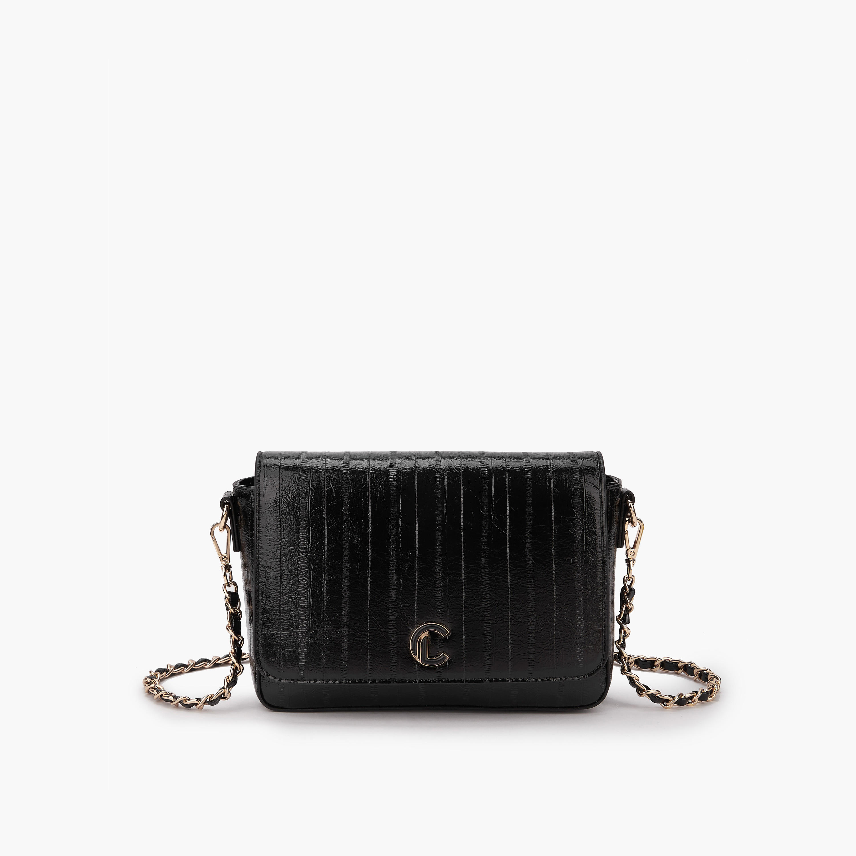 Le Confort Textured Crossbody Bag with Flap Closure-women-bagsandwallets-handbags-image-2