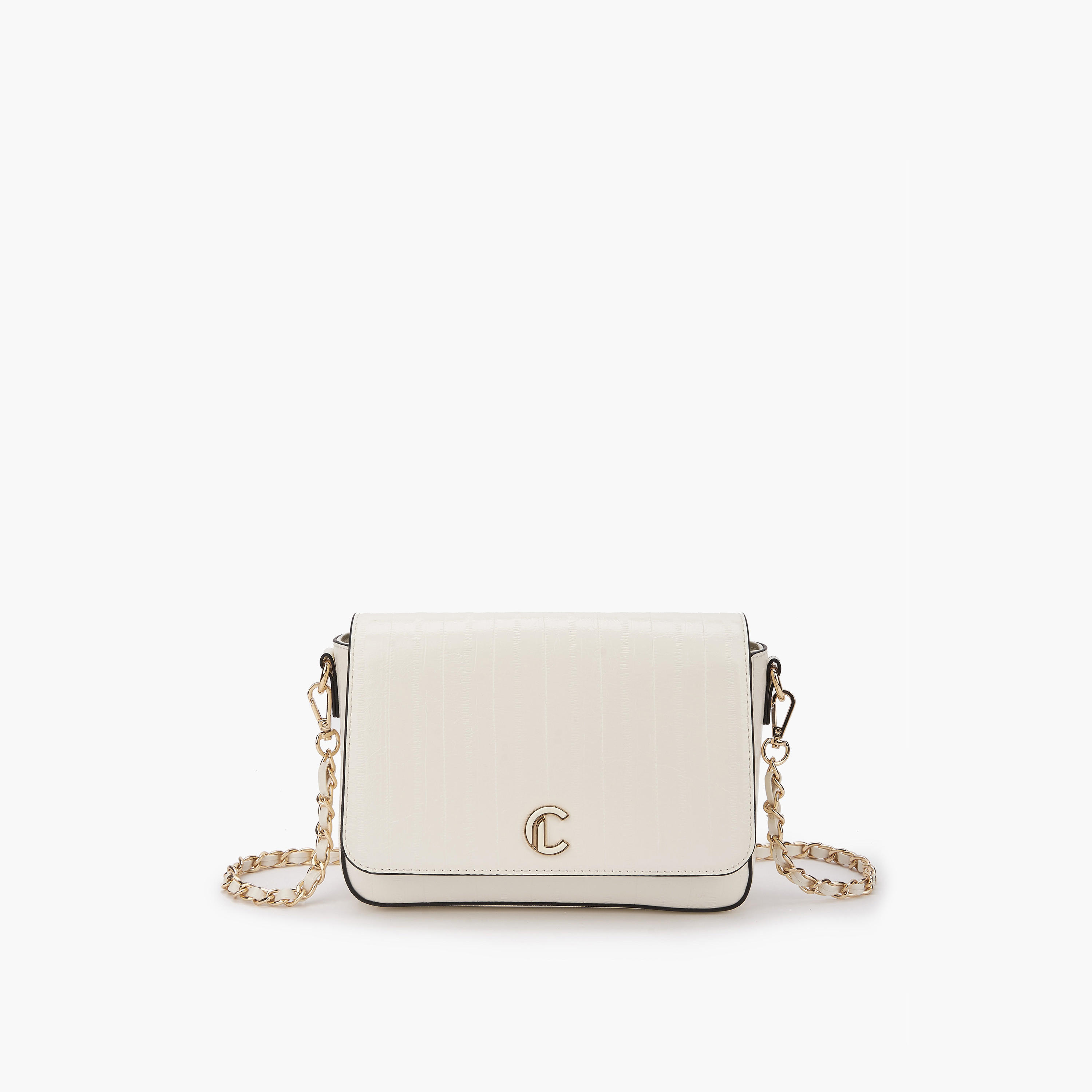 Le Confort Textured Crossbody Bag with Flap Closure-women-bagsandwallets-handbags-image-1