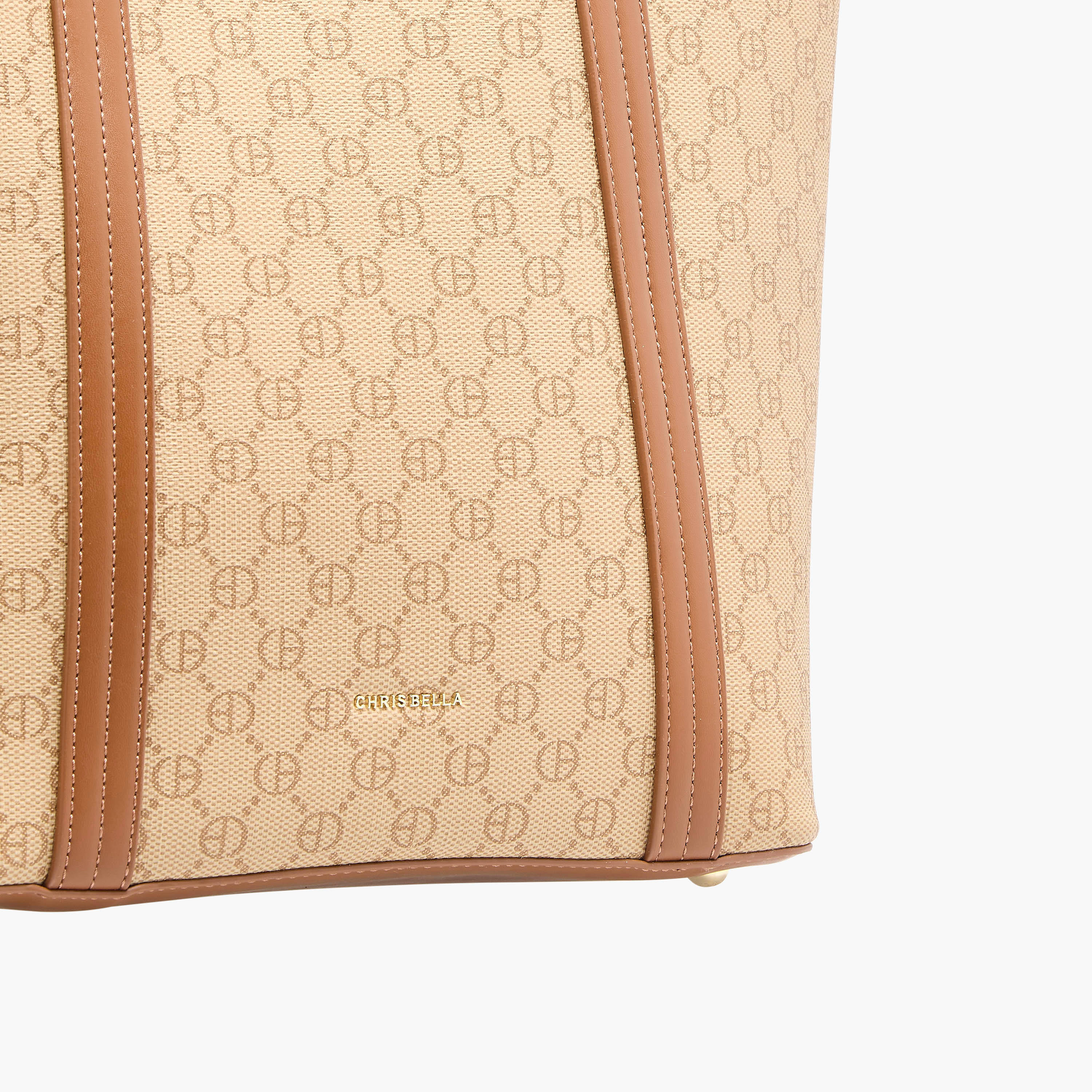 Chrisbella Printed Tote Bag with Double Handle and Zip Around Wallet-women-bagsandwallets-handbags-image-7