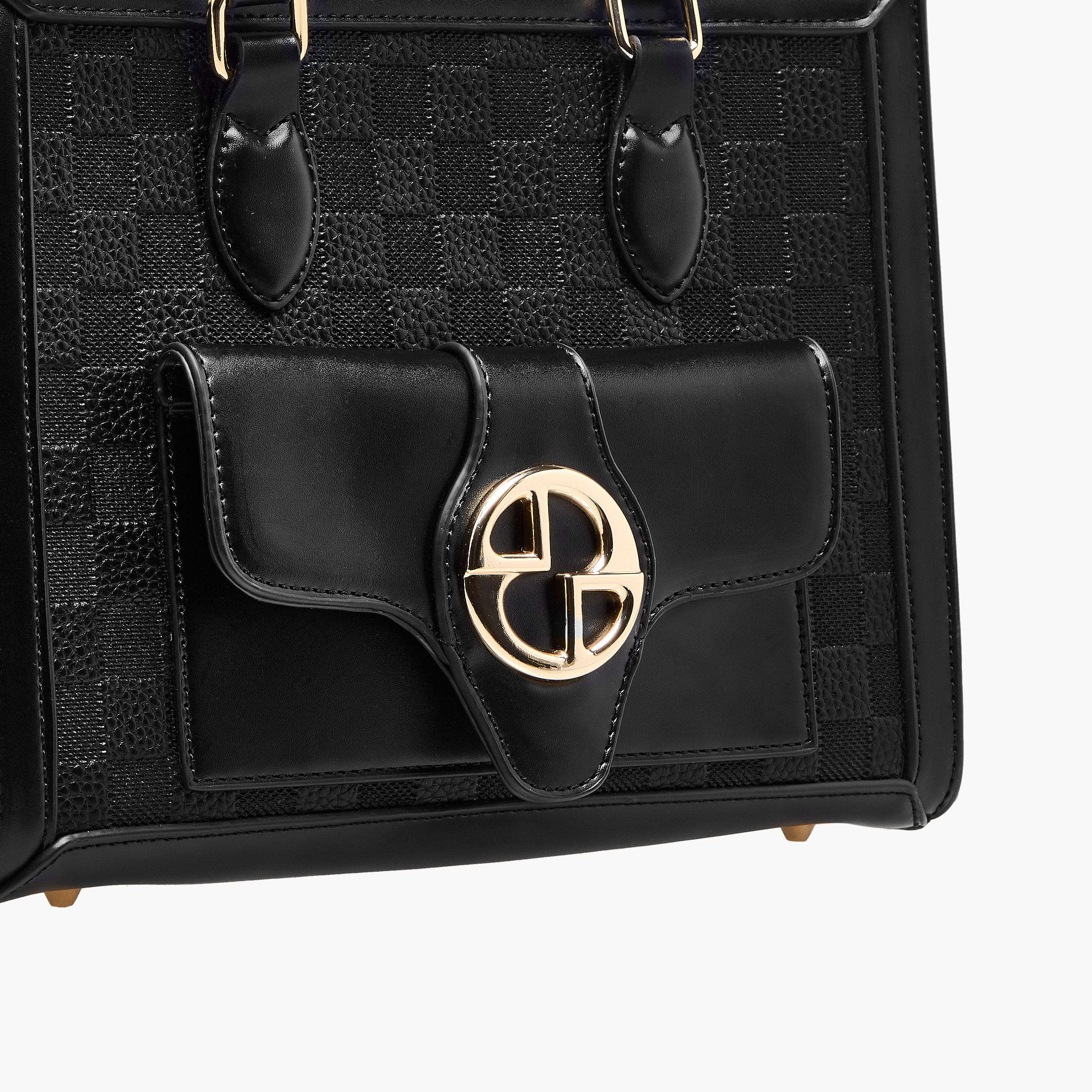 شنطة توت بنقوش كاروهات ومقبض مزدوج من ساشا-women-bagsandwallets-handbags-image-5