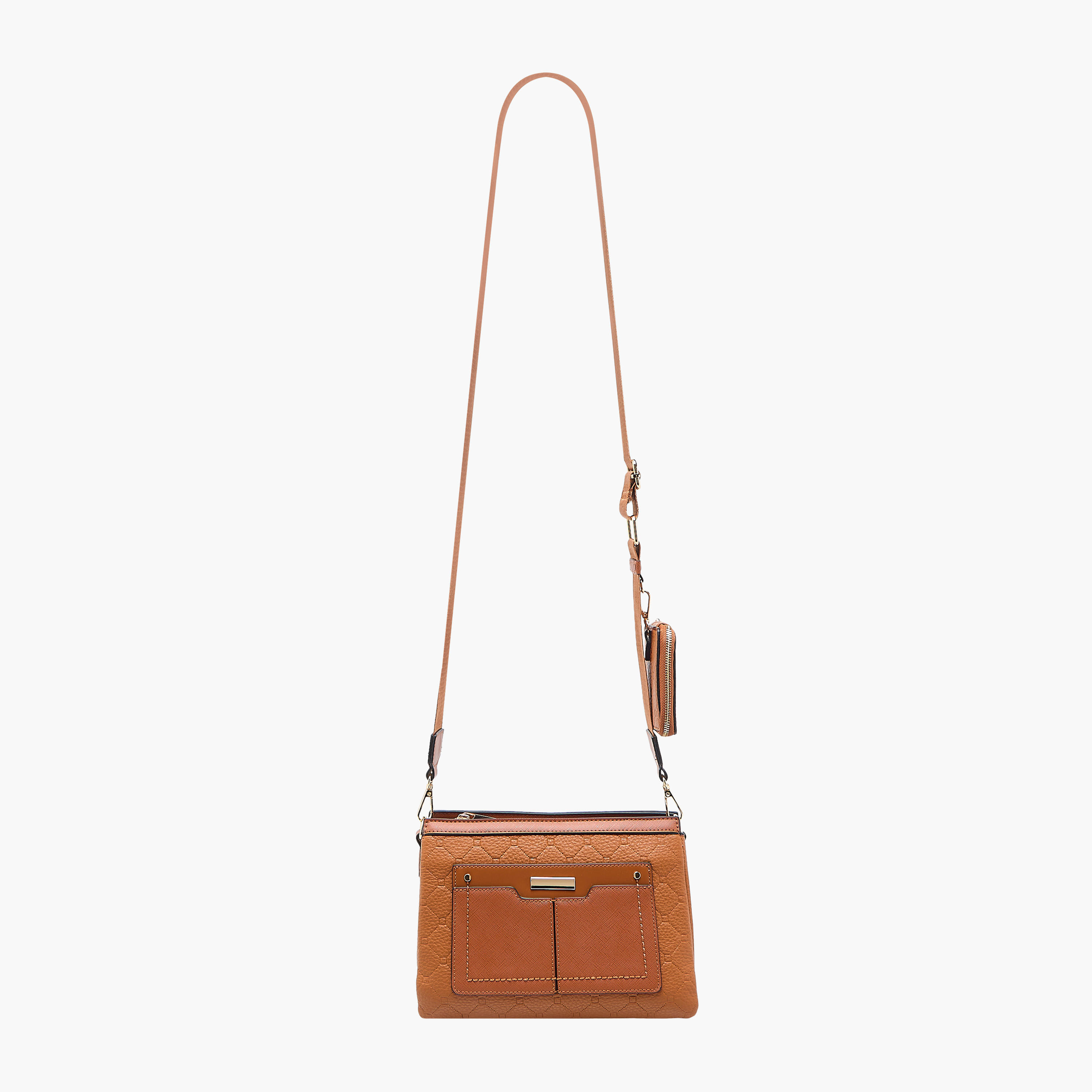 Sasha Embossed Crossbody Bag with Zip Closure and Detachable Pouch-women-bagsandwallets-handbags-image-3