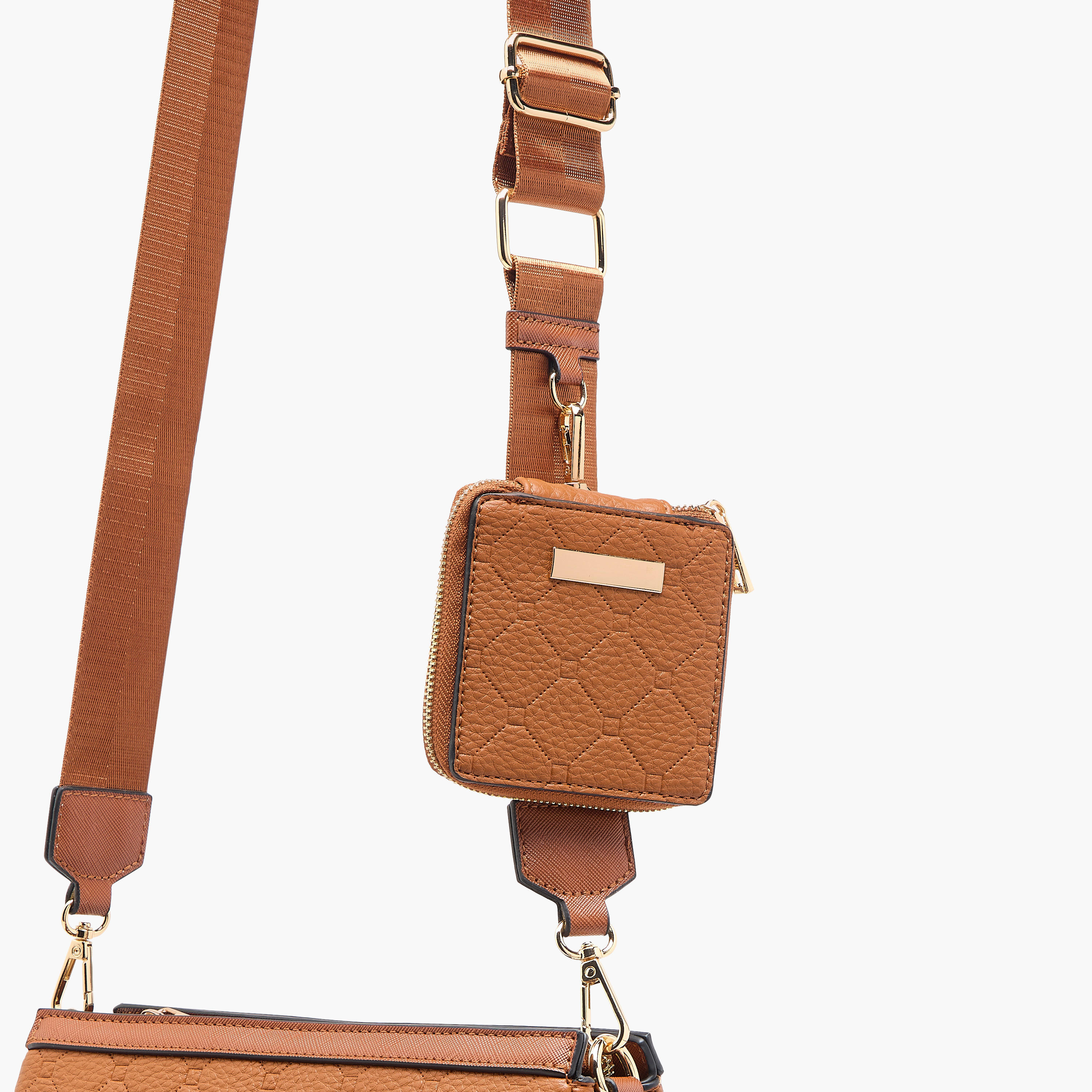 Sasha Embossed Crossbody Bag with Zip Closure and Detachable Pouch-women-bagsandwallets-handbags-image-5