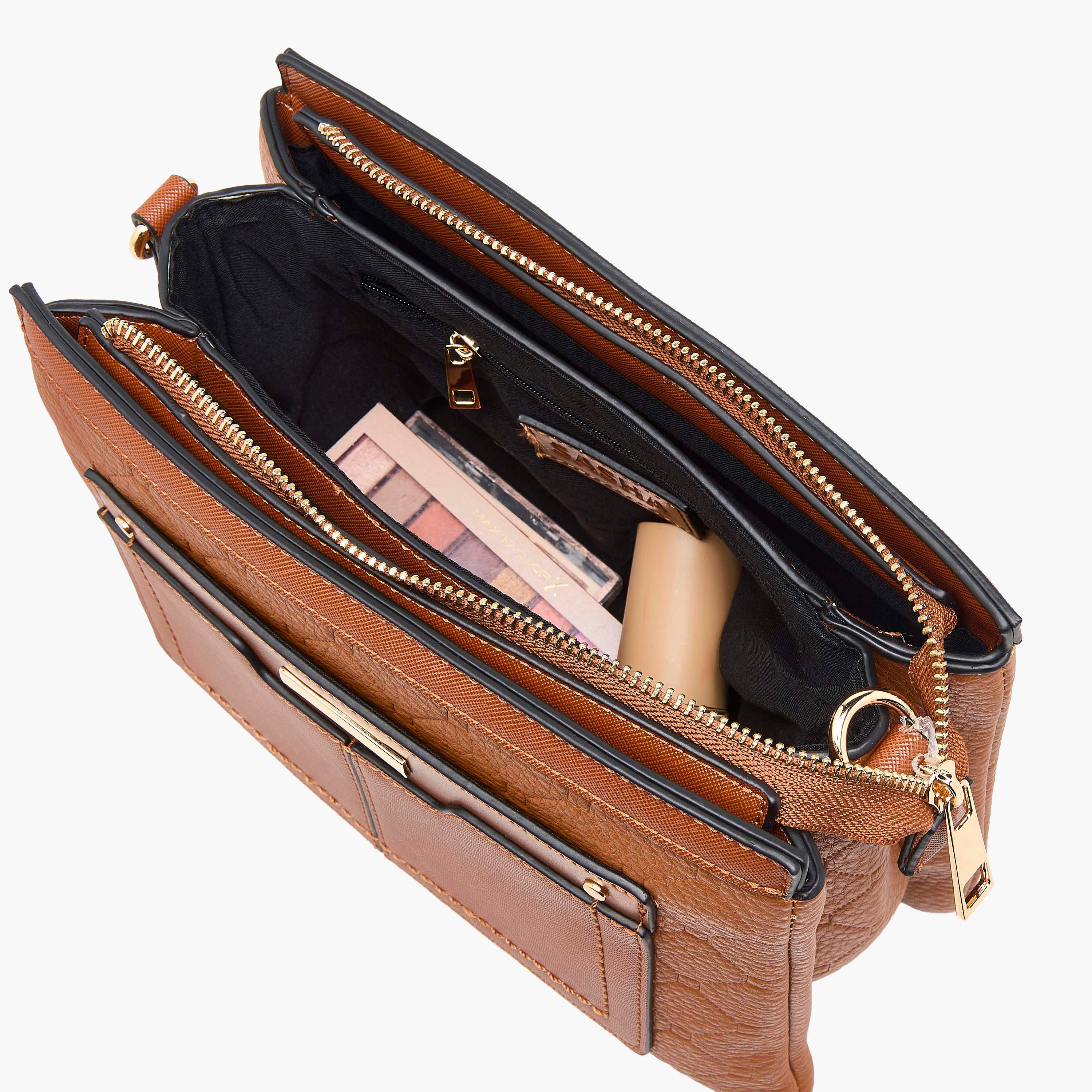 Sasha Embossed Crossbody Bag with Zip Closure and Detachable Pouch-women-bagsandwallets-handbags-image-8
