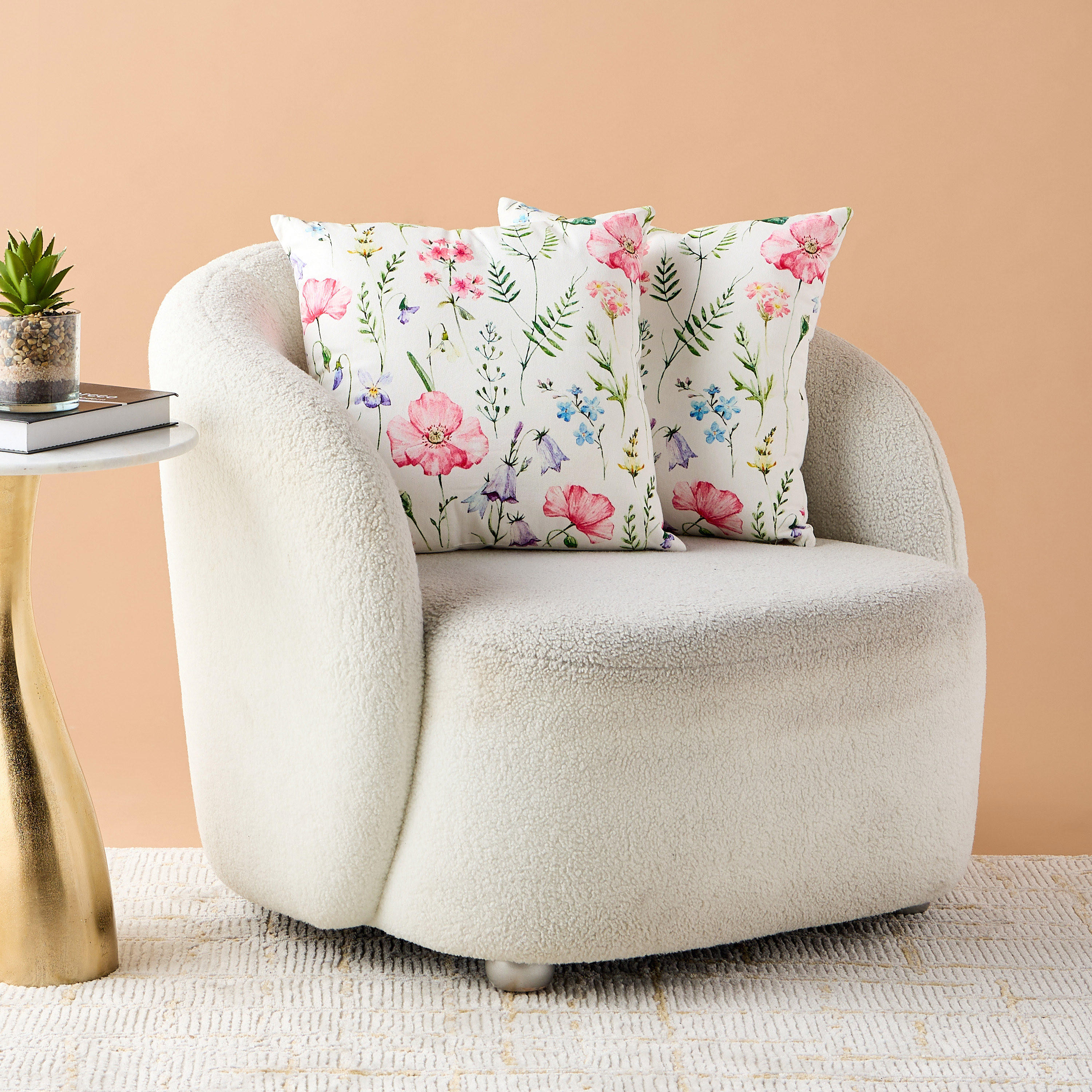 Floral Print 2-Piece Filled Cushion Set - 45x45 cms-household-cushionsandthrows-filledcushions-decorativecushions-image-1