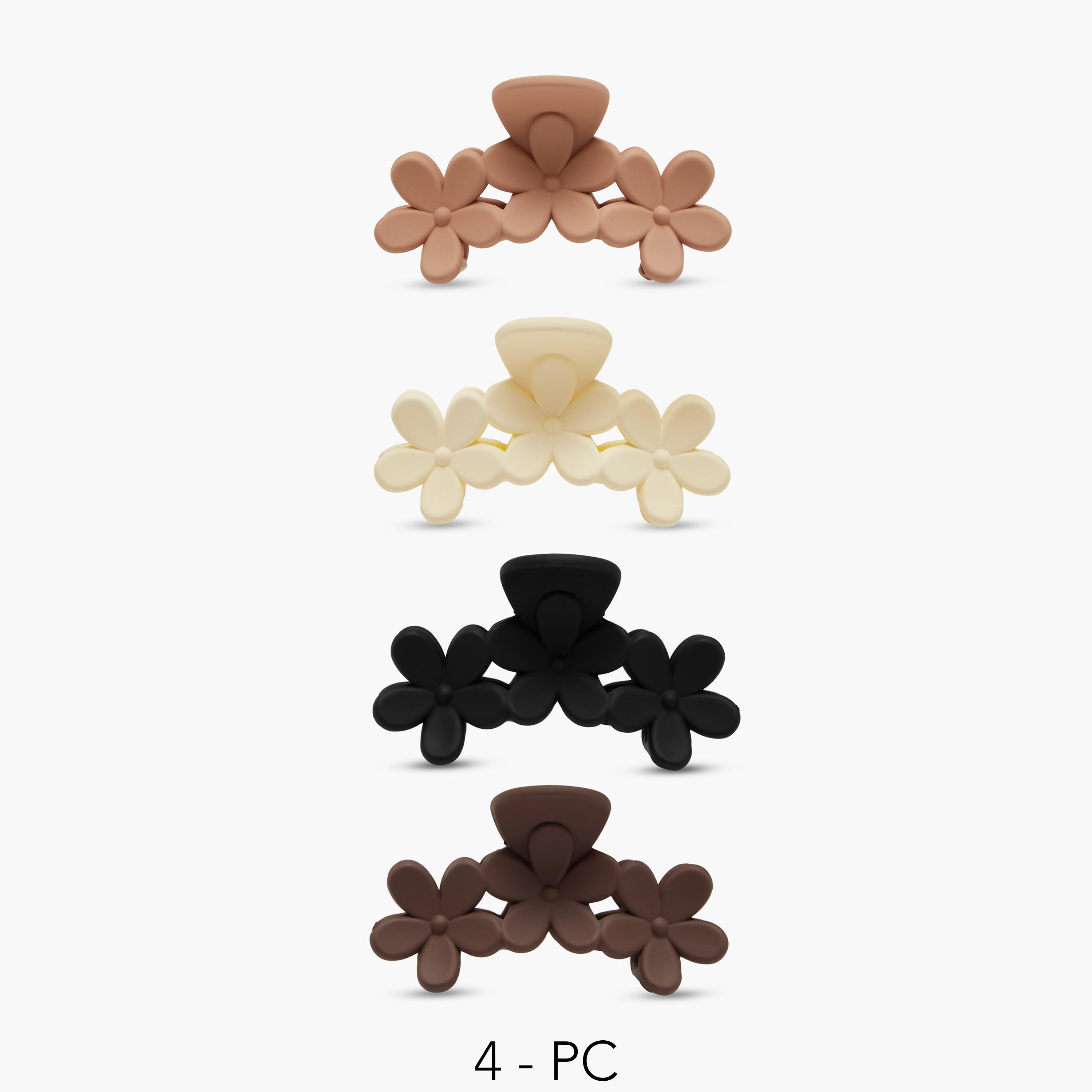 مشبك شعر بتزيينات زهرية - طقم من 4 قطع-women-hairaccessories-clamps-image-1