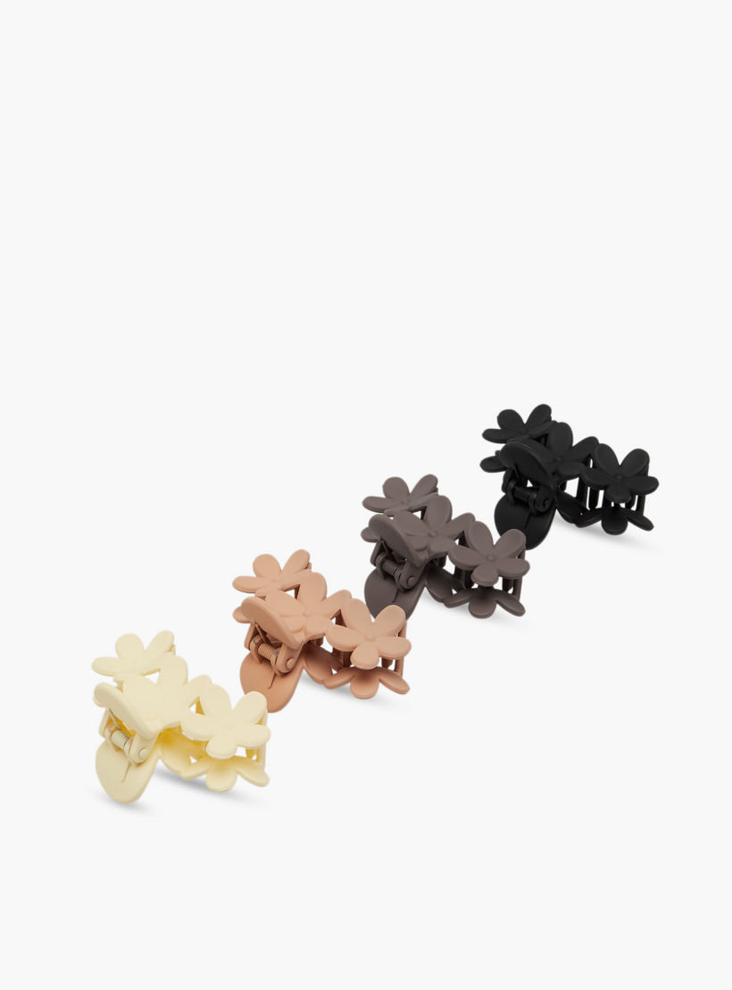 مشبك شعر بتزيينات زهرية - طقم من 4 قطع-women-hairaccessories-clamps-image-6