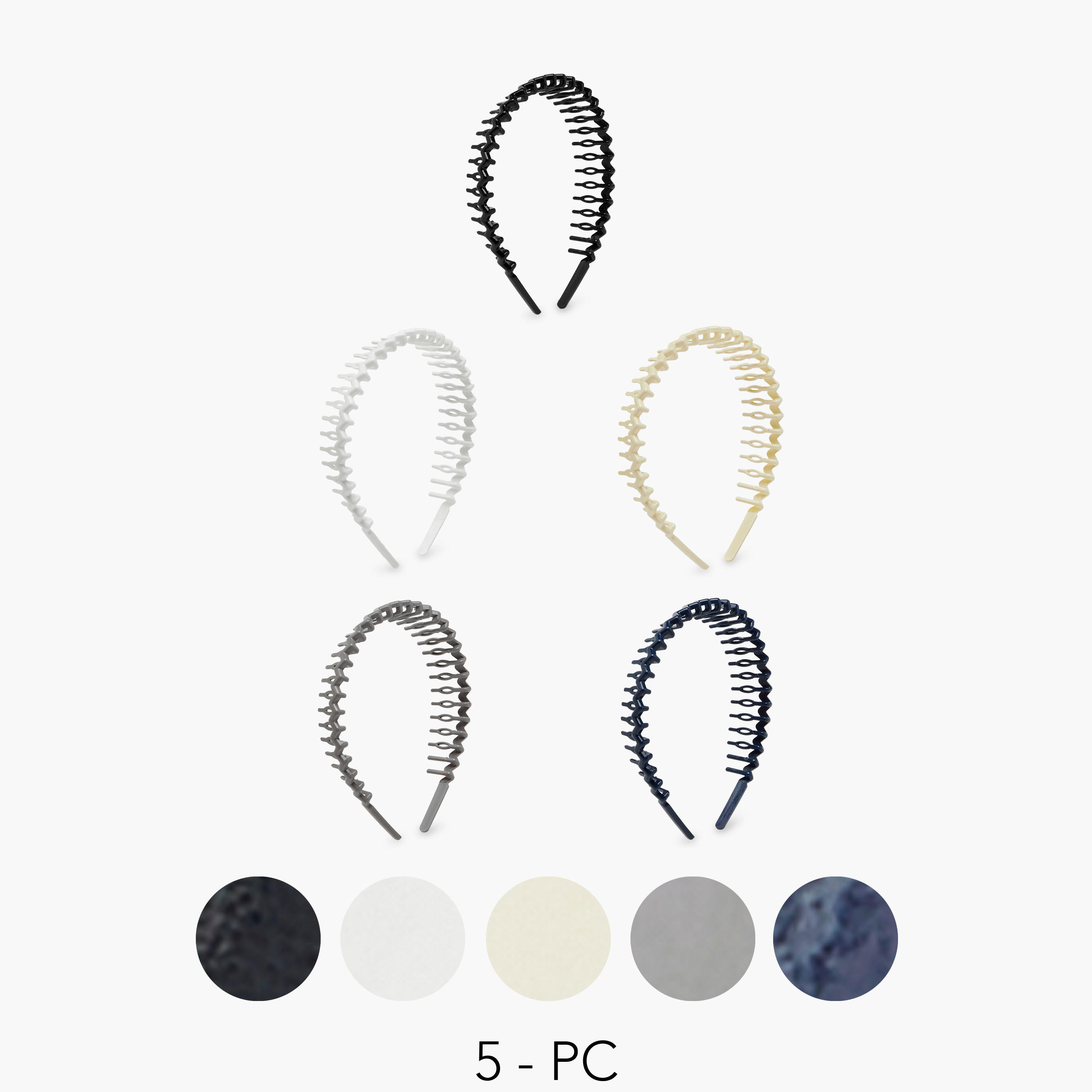 Solid Zig Zag Hairband - Set of 5-women-hairaccessories-bands-image-1