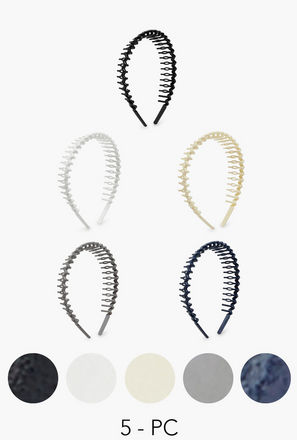 Solid Zig Zag Hairband - Set of 5-women-image-1