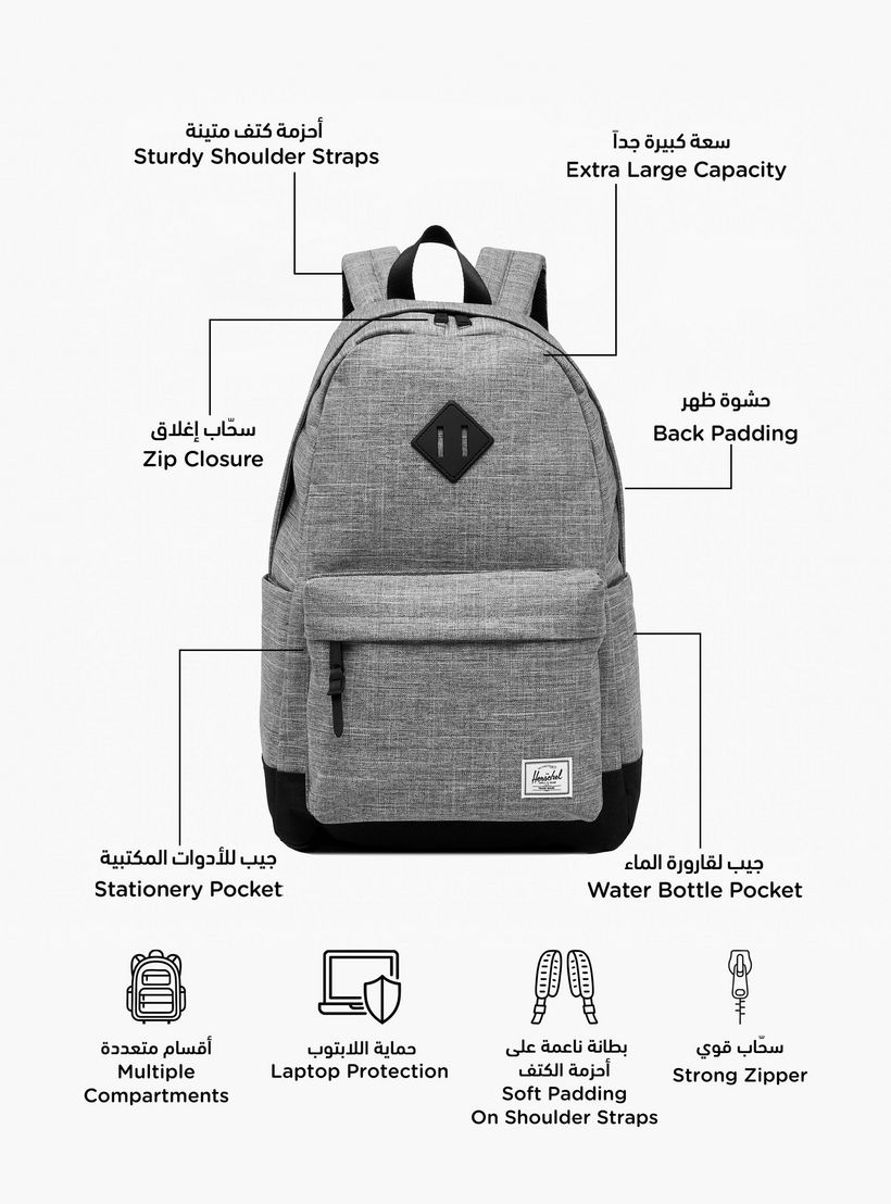 Herschel Supply Co Solid Backpack with Adjustable Straps and Zip Closure - 46x31x17 cms-school-bagsandbackpacks-backpacks-image-2