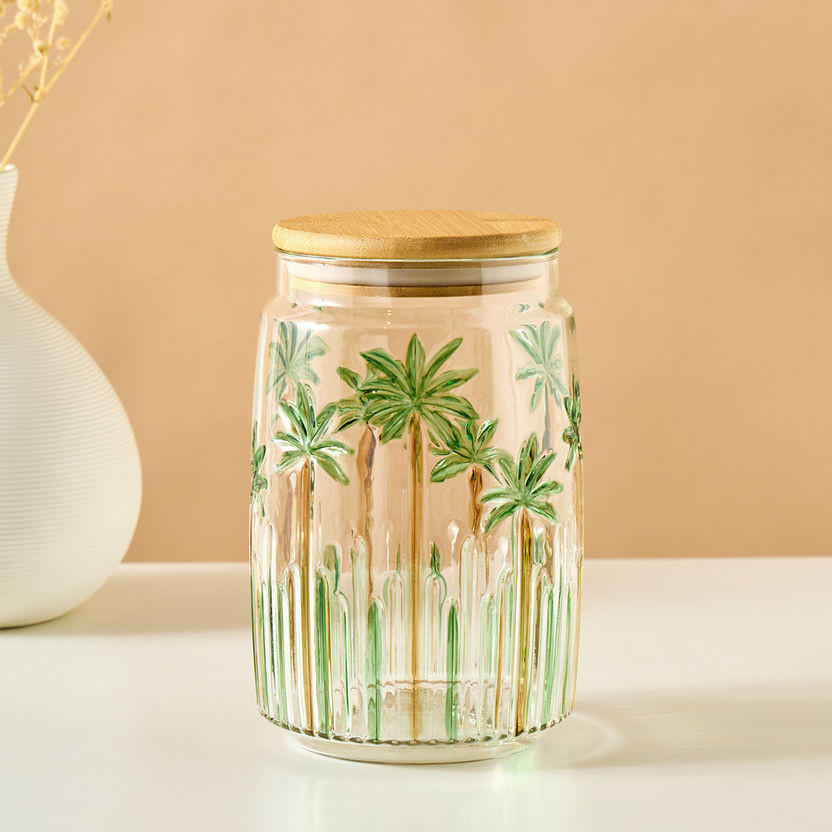 Palm Tree Embossed Canister - 1 L-household-kitchen-foodstorage-containers-image-1
