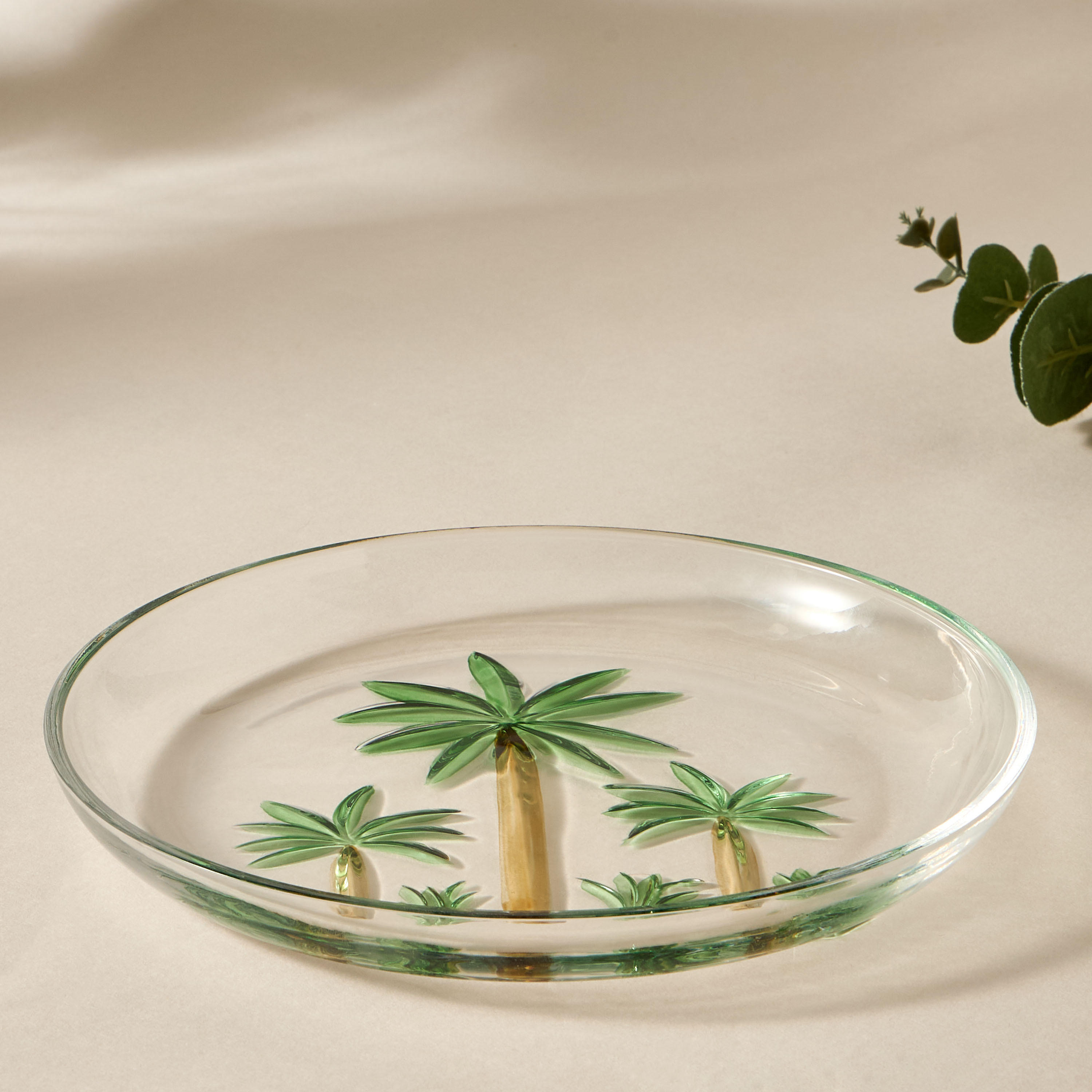 Palm Tree Glass Plate - 21 cm-household-dining-dinnerware-plates-image-1