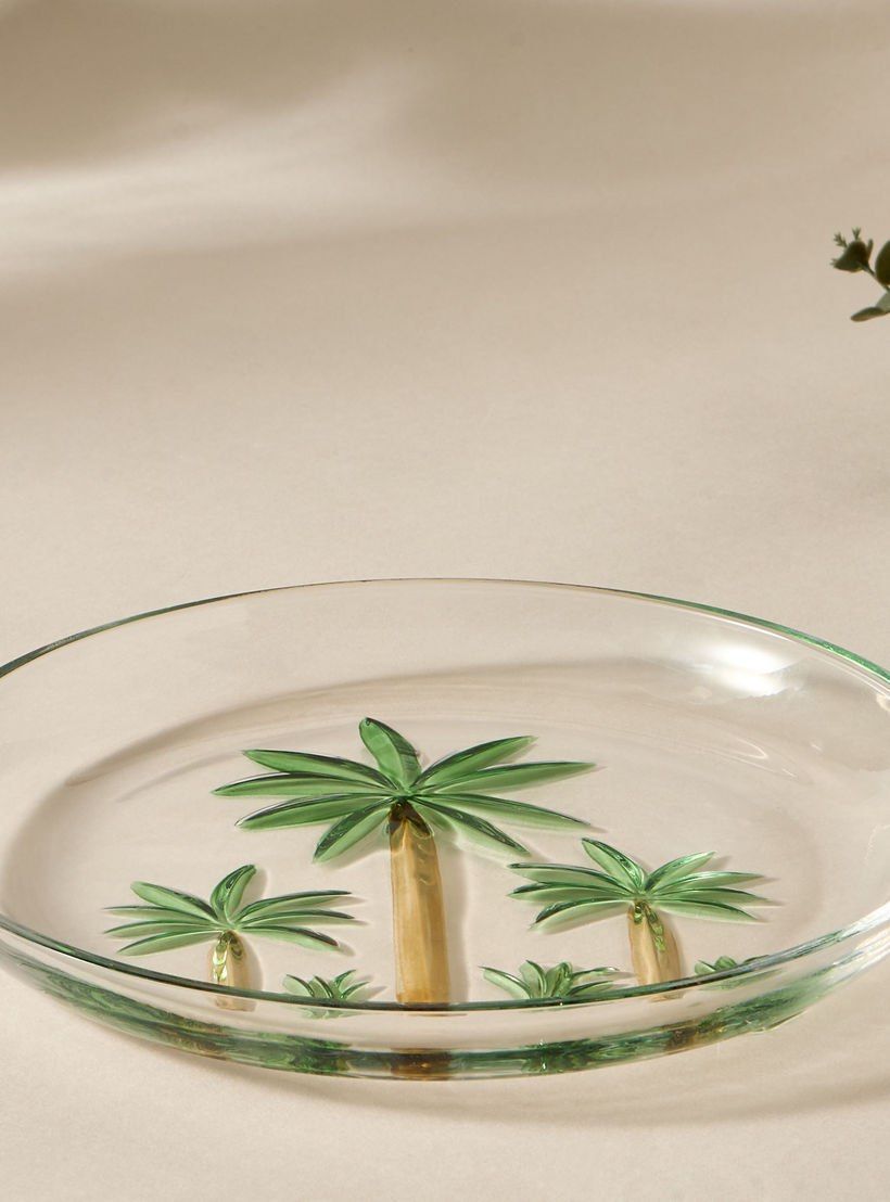 Palm Tree Glass Plate - 21 cm-household-dining-dinnerware-plates-image-1
