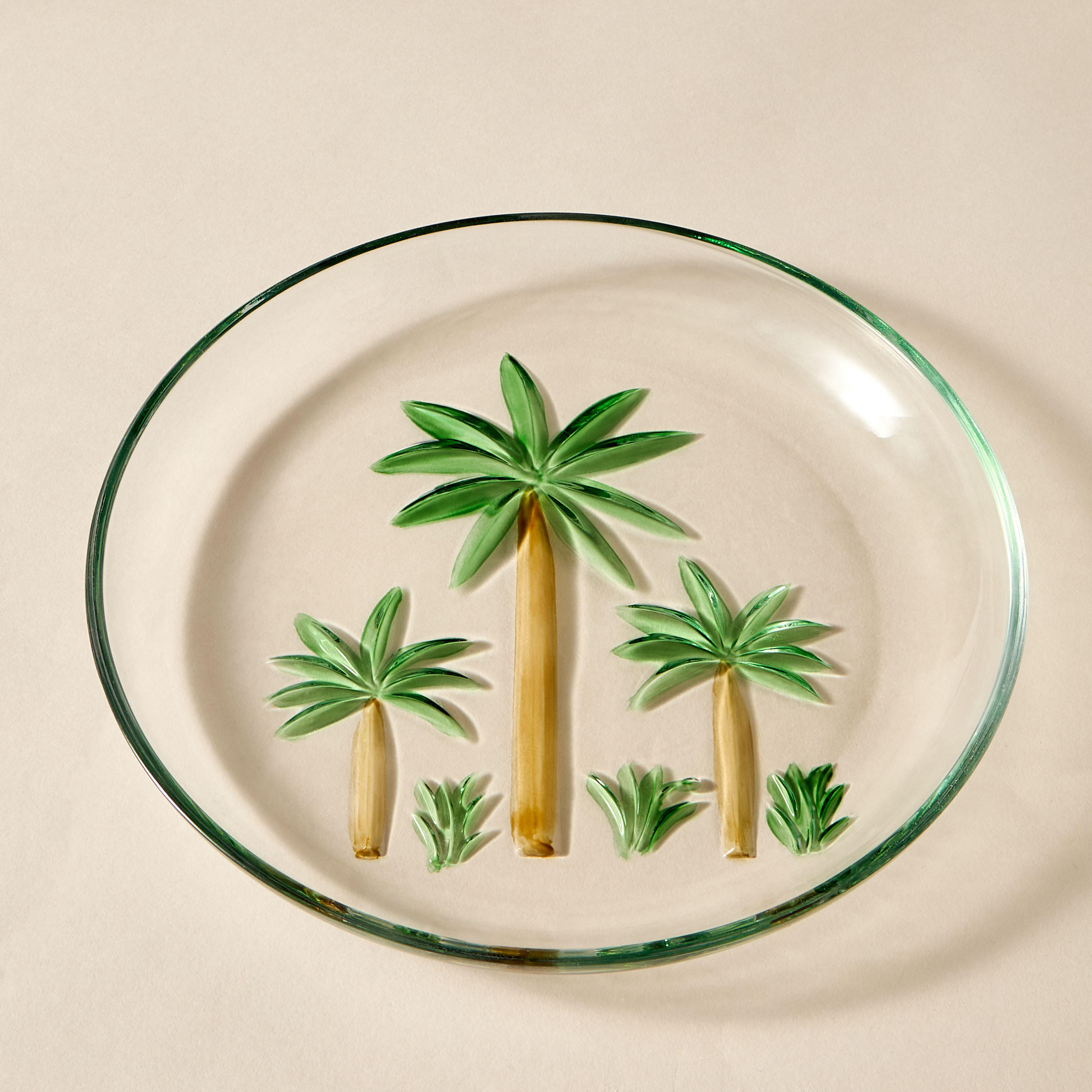 Palm Tree Glass Plate - 21 cm-household-dining-dinnerware-plates-image-2