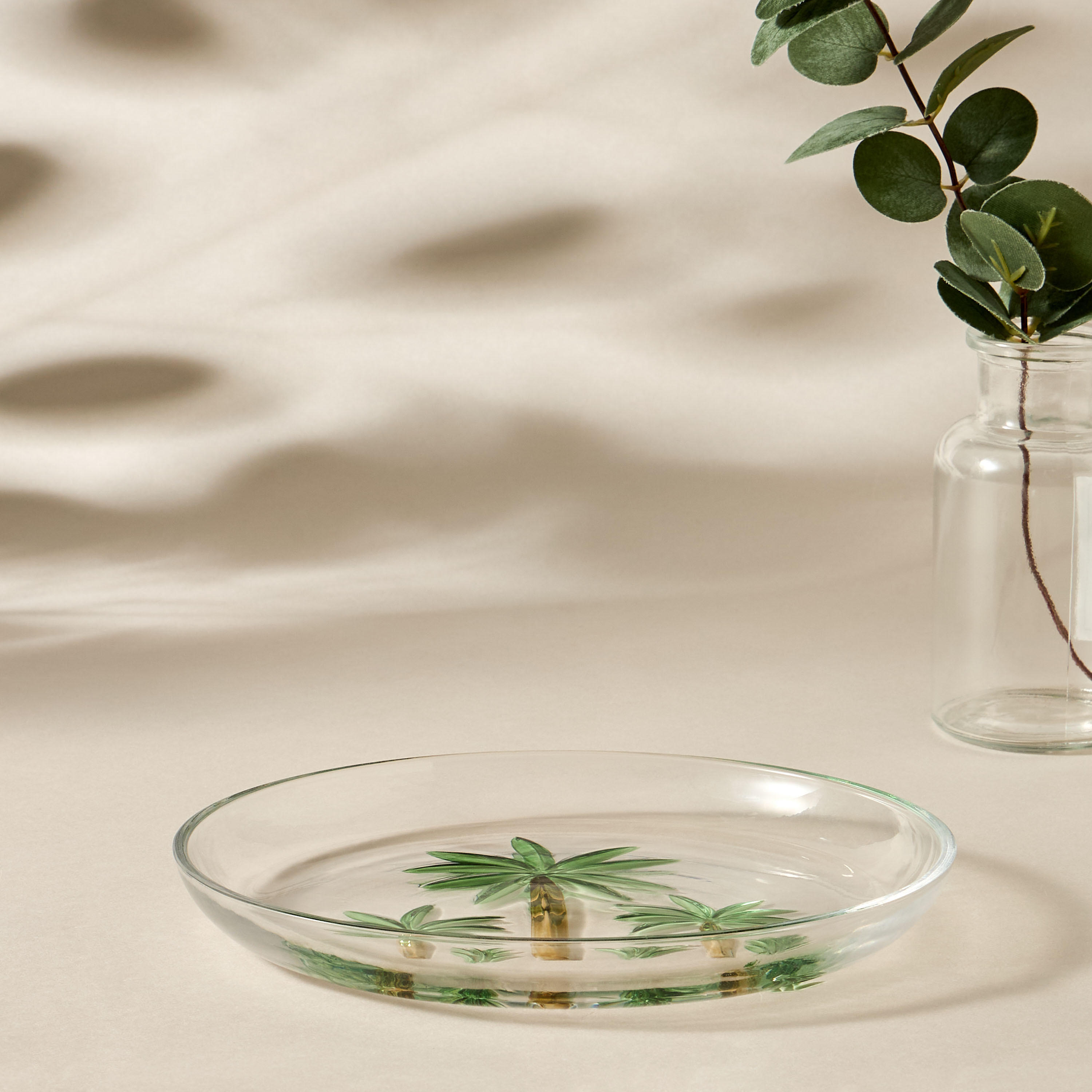 Palm Tree Glass Plate - 21 cm-household-dining-dinnerware-plates-image-5