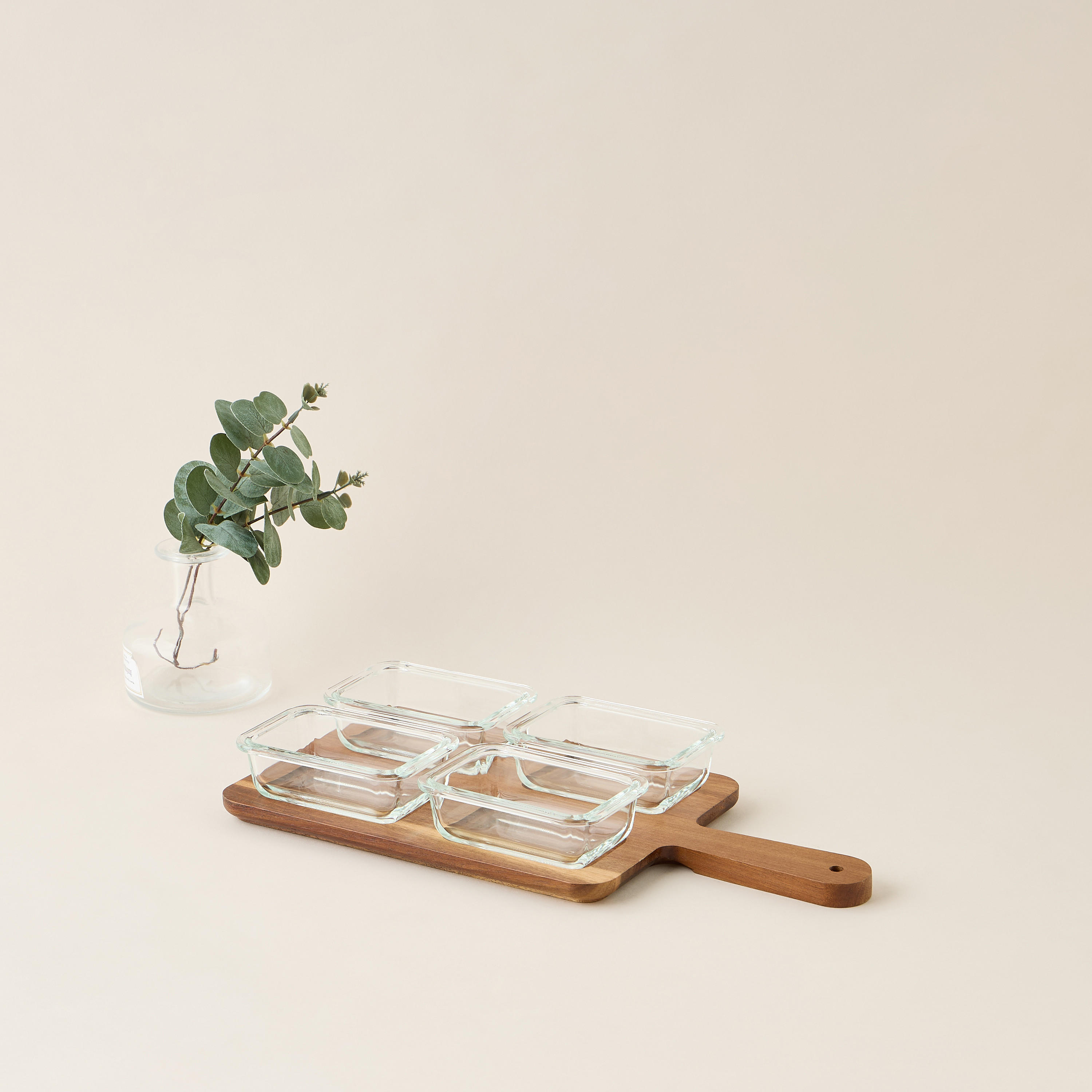 4-Piece Glass Bowl Set with Wooden Tray-household-dining-serveware-chipsanddip-image-2
