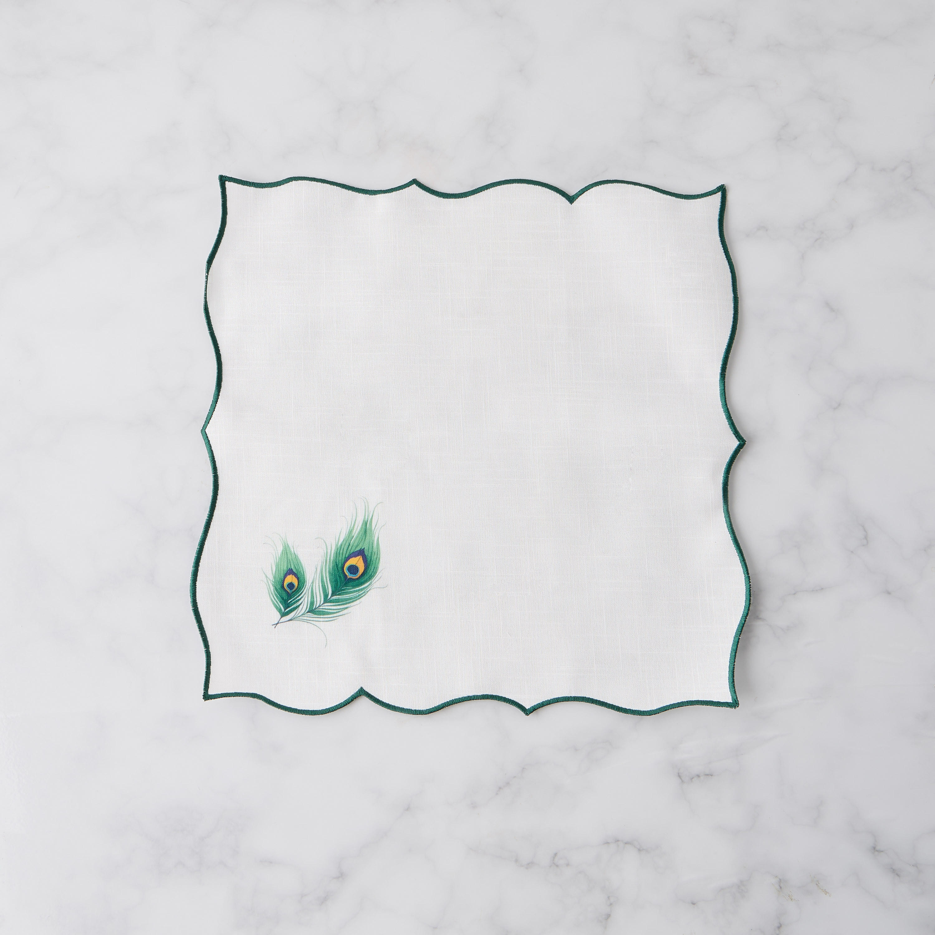 Peacock Feather Print 4-Piece Napkin Set - 40x40 cms-household-dining-tablelinen-napkinsandaccessories-image-2