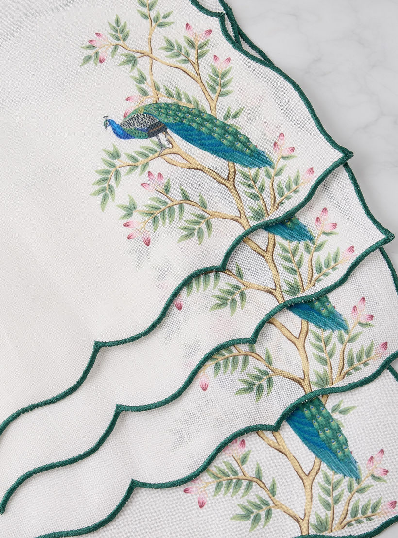 طقم لبادة صحون بطبعات الطاووس وحواف مموجة 4 قطع - 45×30 سم-household-dining-tablelinen-placemats-image-3