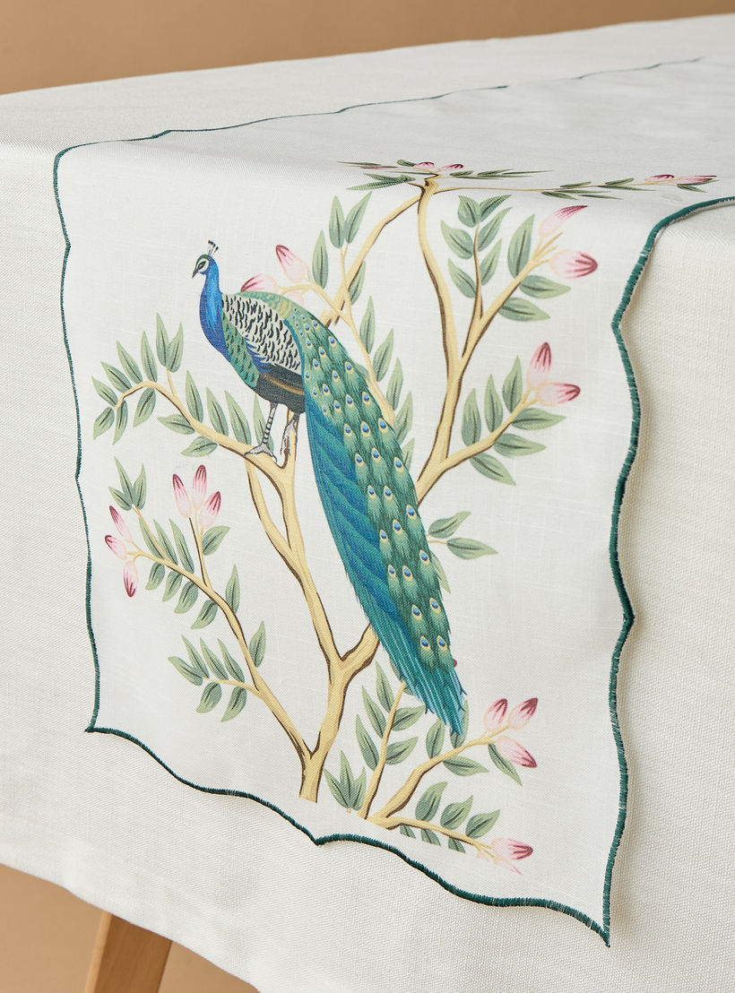 Peacock Print Table Runner - 180x35 cms-household-dining-tablelinen-runnersandtablecovers-image-2