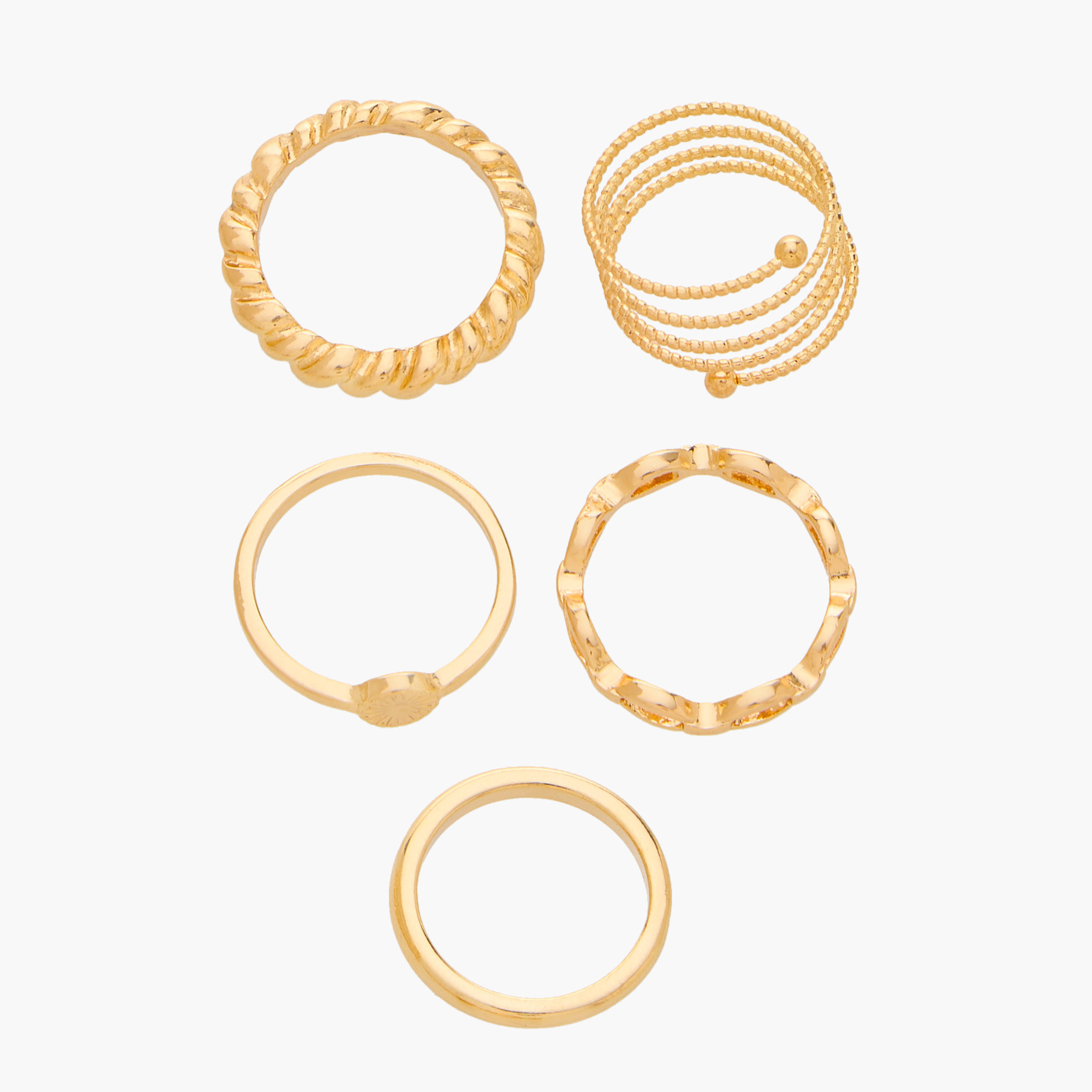 طقم خواتم 5 قطع متنوعة - لارج - إكس لارج-women-watchesandjewellery-jewellery-rings-image-1