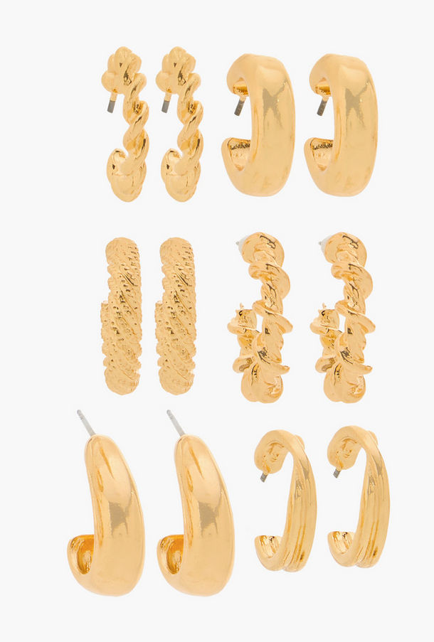 Assorted Hoop Earrings with Pushback Closure - Set of 6-women-image-1