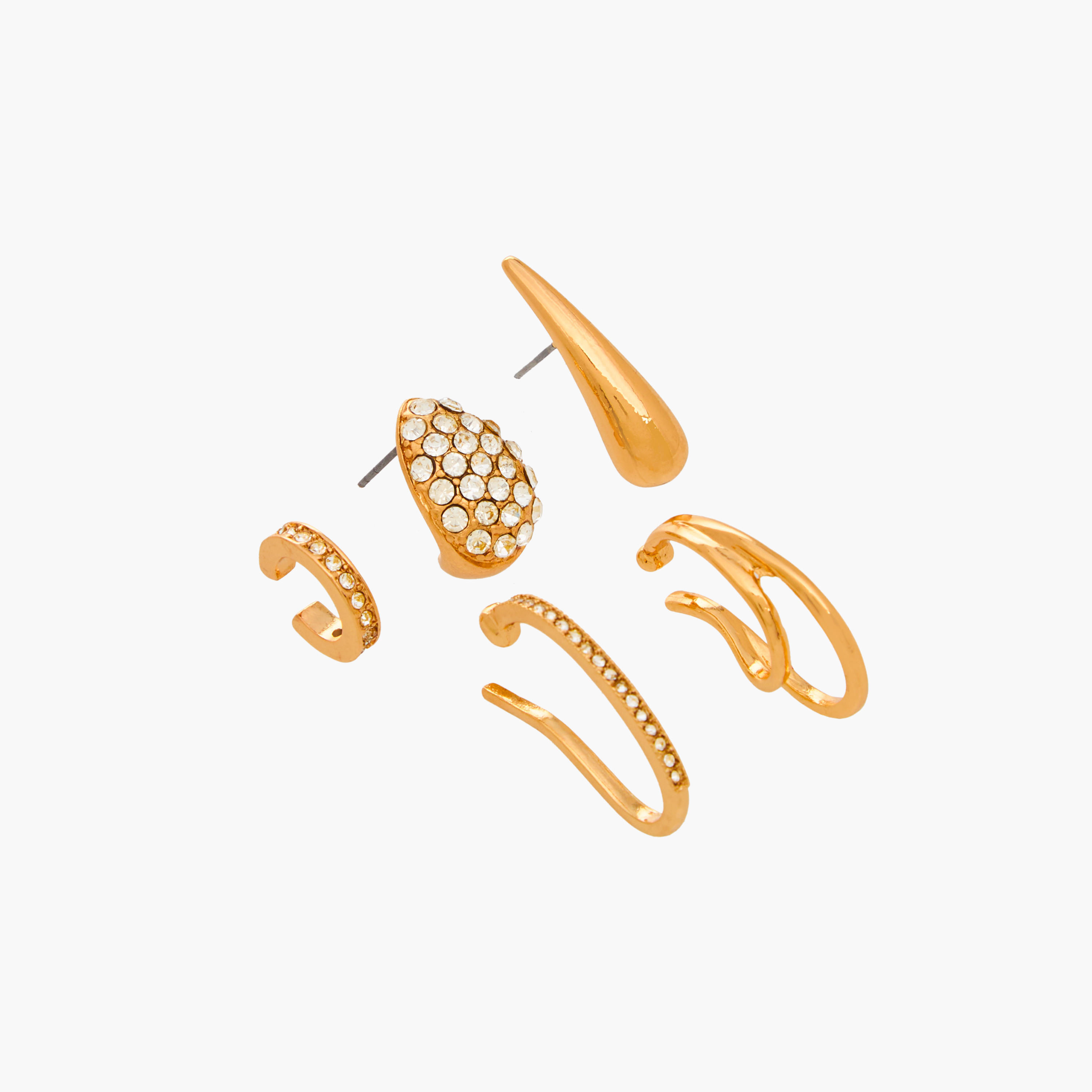 حلقان متنوعة بمكبس إغلاق خلفي - طقم من 5 أزواج-women-watchesandjewellery-jewellery-earrings-image-3
