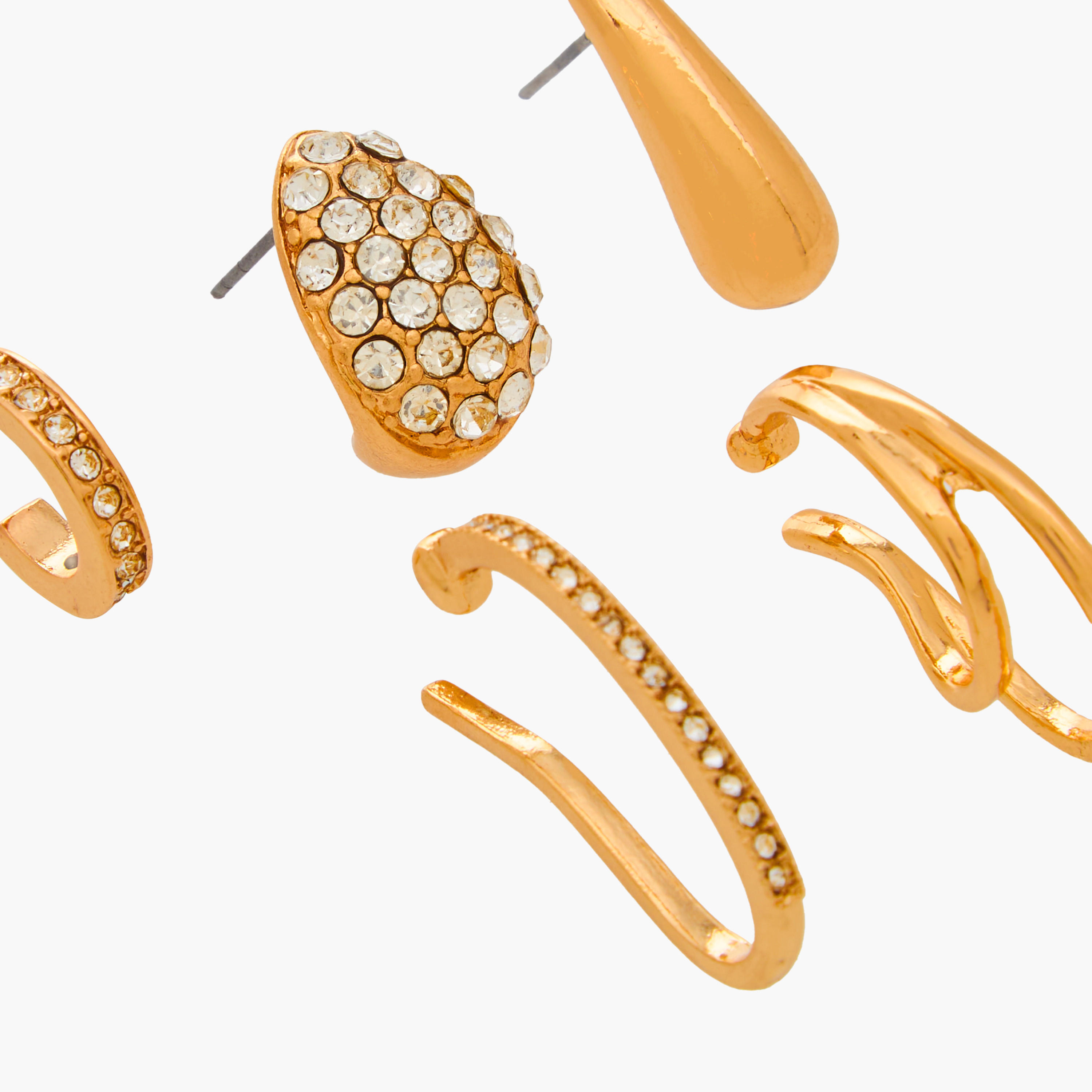 حلقان متنوعة بمكبس إغلاق خلفي - طقم من 5 أزواج-women-watchesandjewellery-jewellery-earrings-image-5