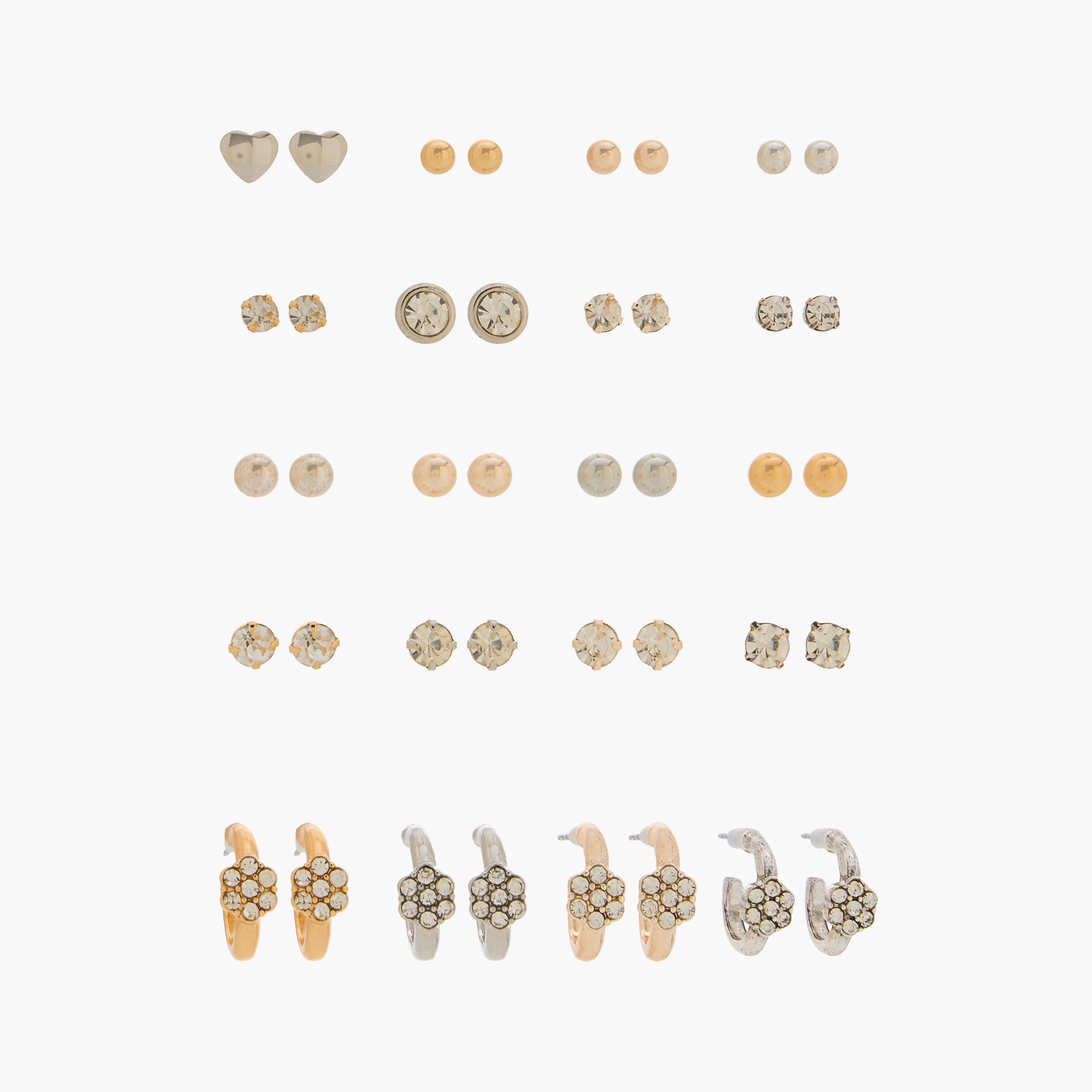 حلقان متنوعة بمكبس إغلاق خلفي - طقم من 20 زوج-women-watchesandjewellery-jewellery-earrings-image-1