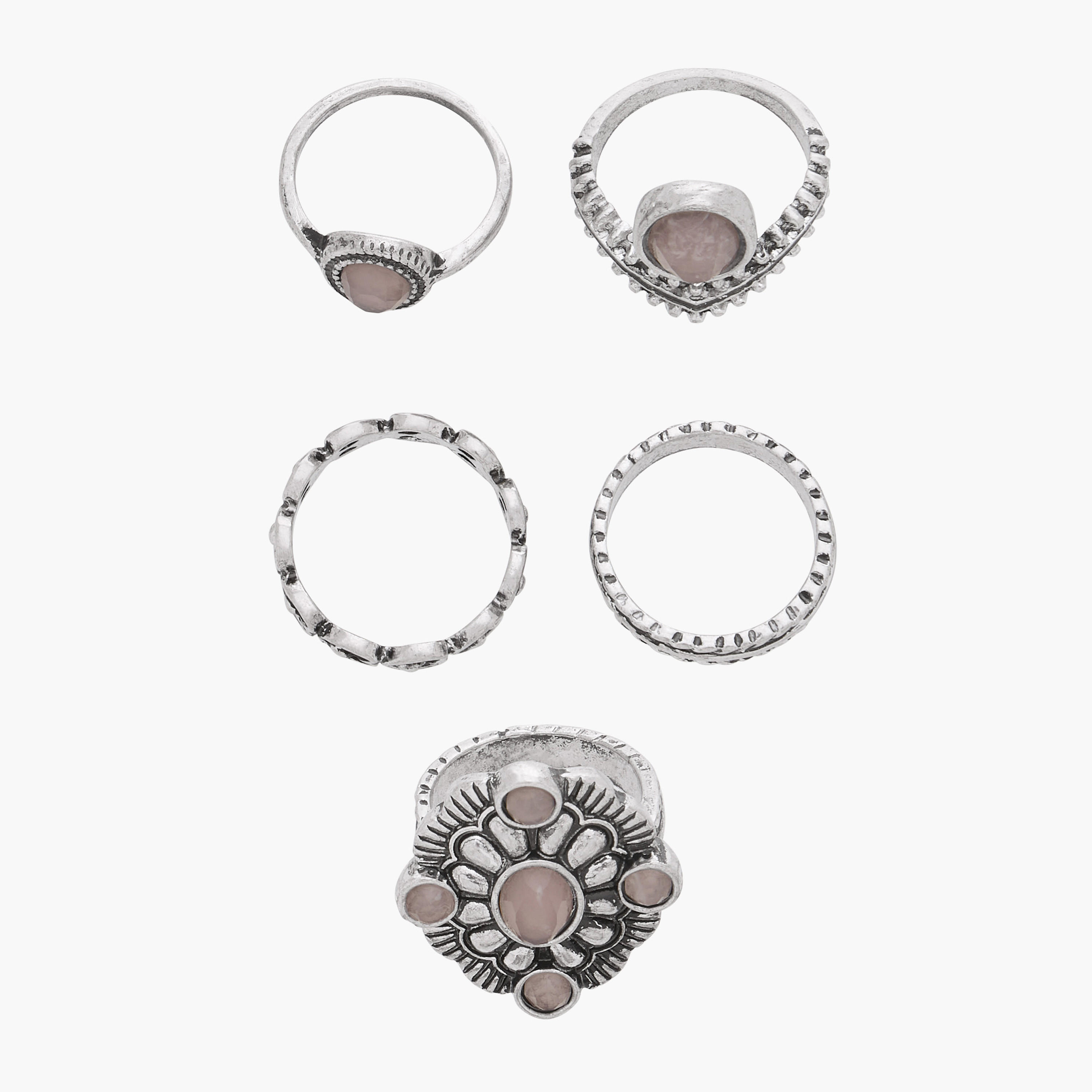 طقم خواتم متنوع مكون من 5 قطع - S-M-women-watchesandjewellery-jewellery-rings-image-1