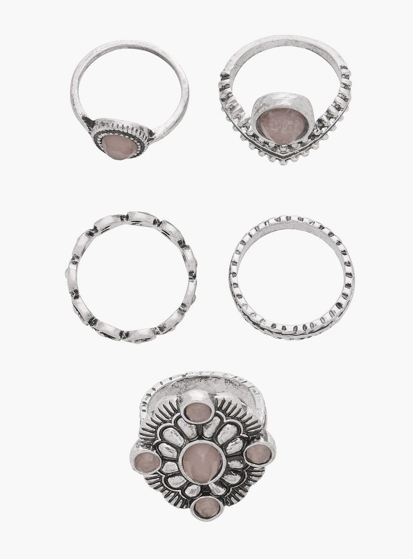 طقم خواتم متنوع مكون من 5 قطع - S-M-women-watchesandjewellery-jewellery-rings-image-1