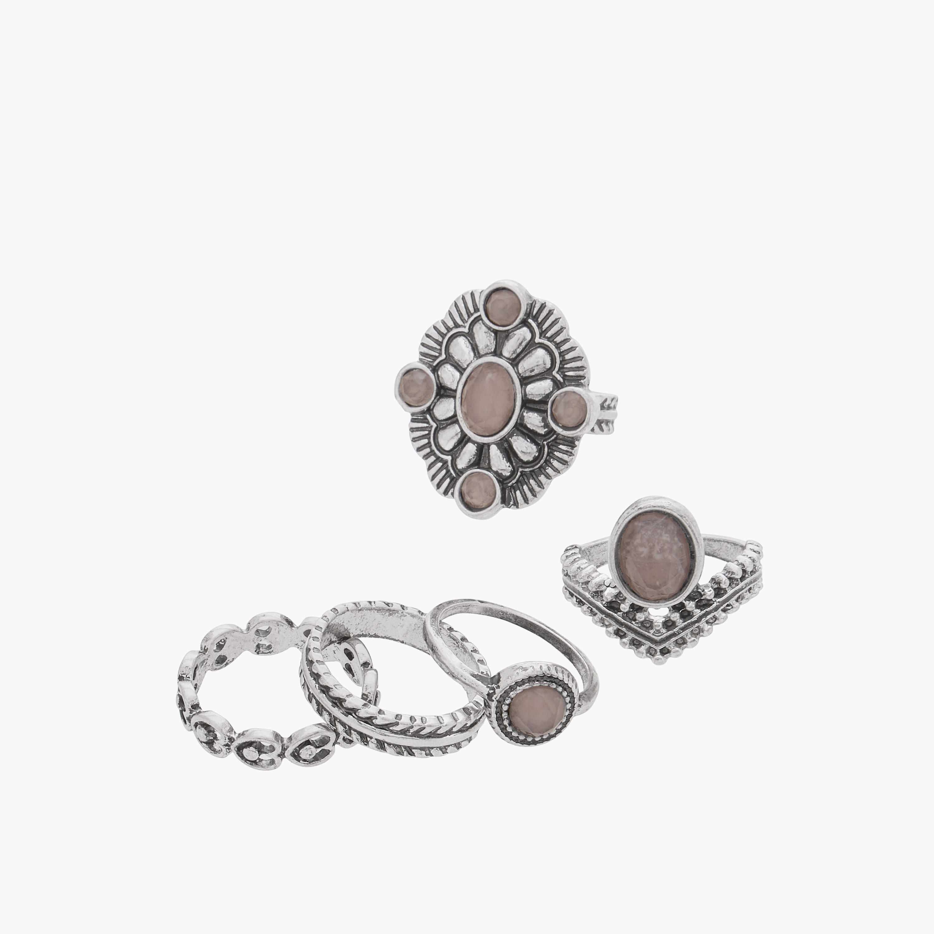 طقم خواتم متنوع مكون من 5 قطع - S-M-women-watchesandjewellery-jewellery-rings-image-2