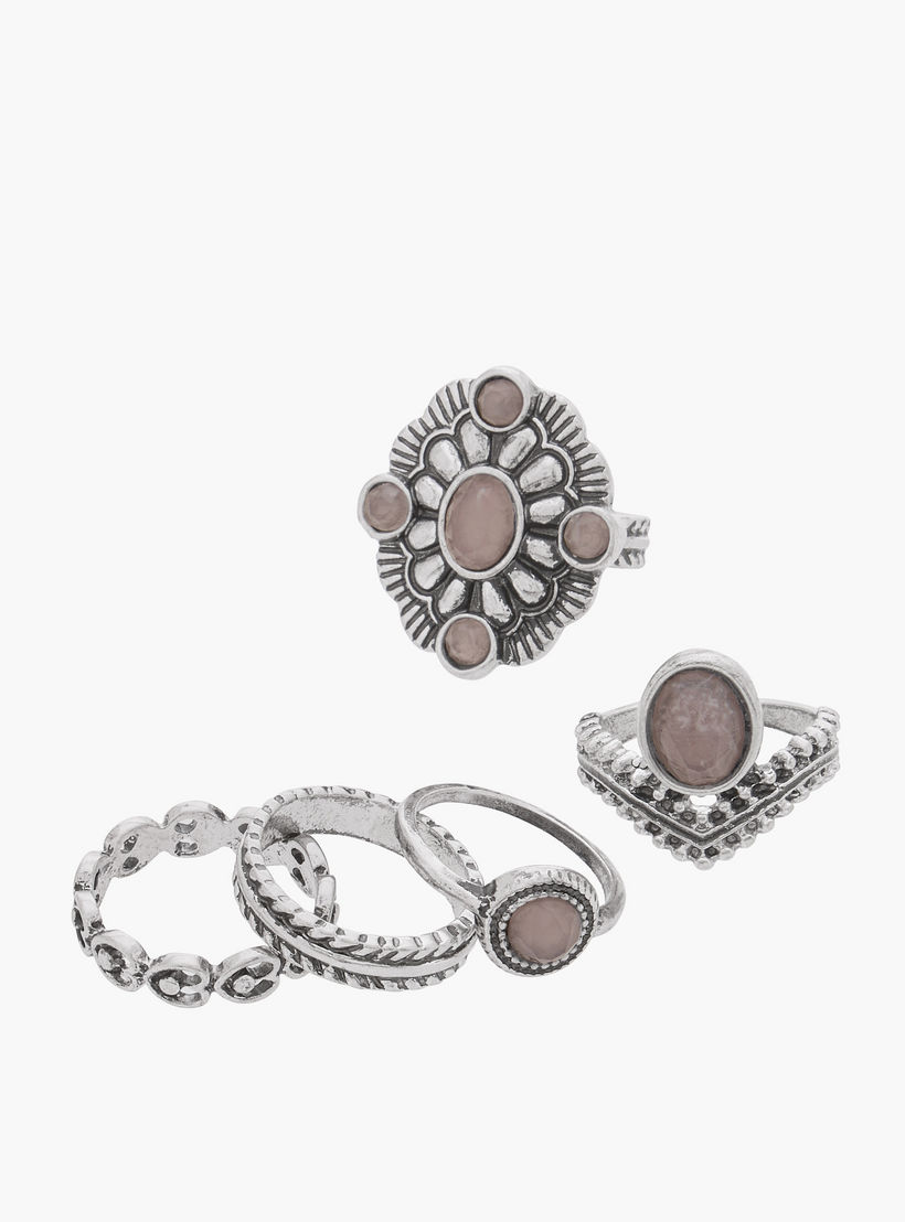 طقم خواتم متنوع مكون من 5 قطع - S-M-women-watchesandjewellery-jewellery-rings-image-2
