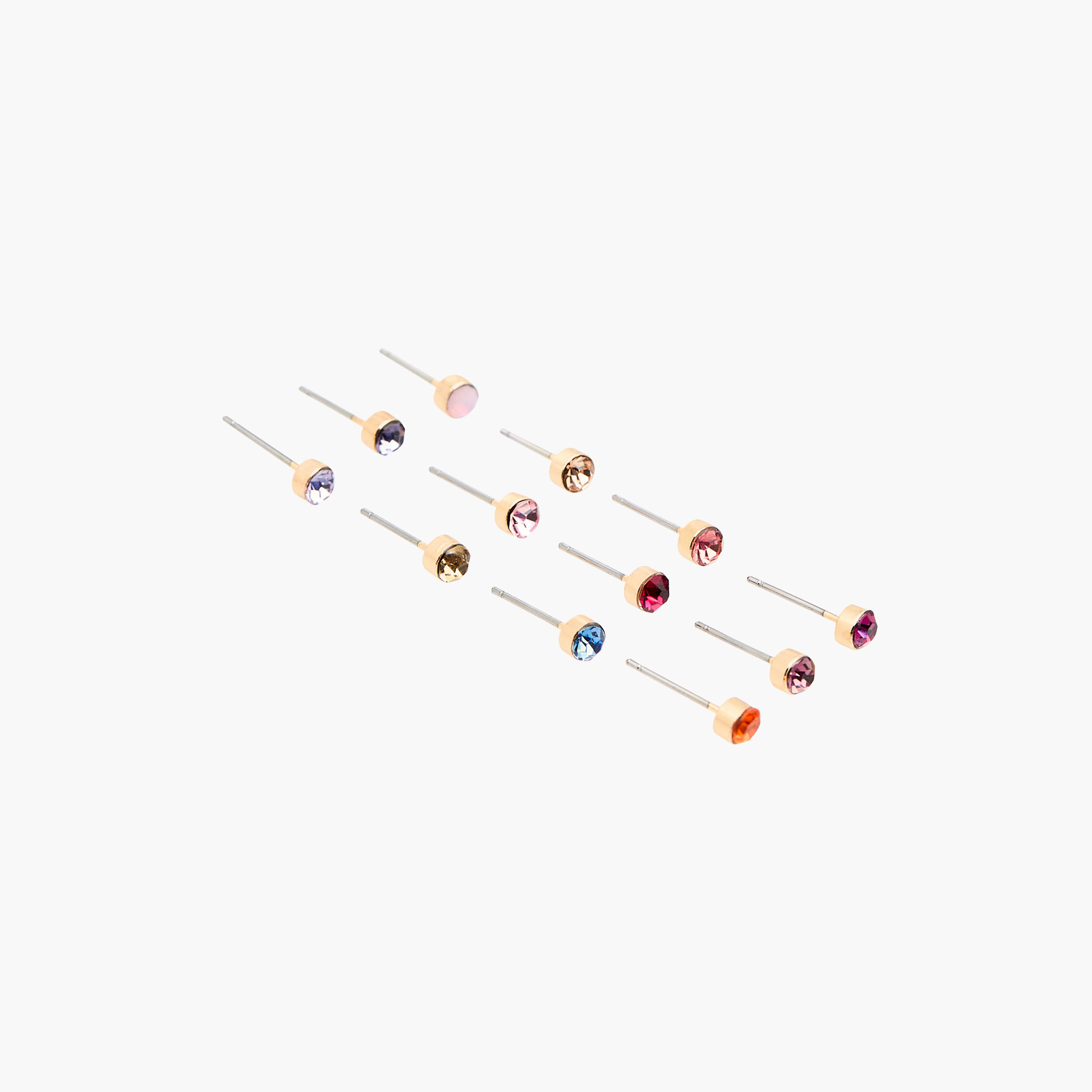 Stone Embellished Stud Earrings with Pushback Closure - Set of 12-women-watchesandjewellery-jewellery-earrings-image-2