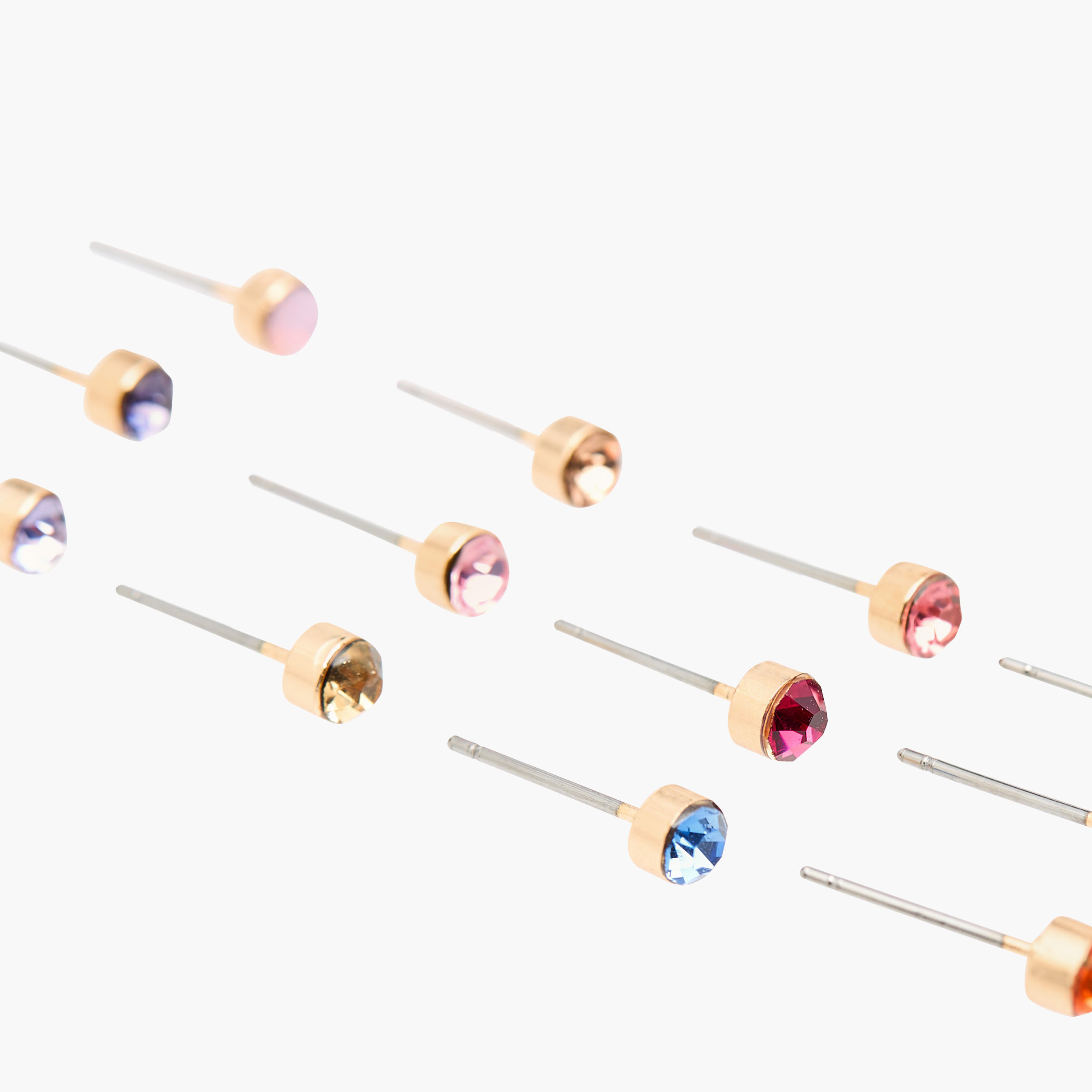 Stone Embellished Stud Earrings with Pushback Closure - Set of 12-women-watchesandjewellery-jewellery-earrings-image-3