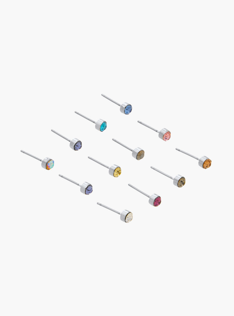حلقان مرصعة مزينة بمكبس إغلاق خلفي - طقم من 12 زوج-women-watchesandjewellery-jewellery-earrings-image-2