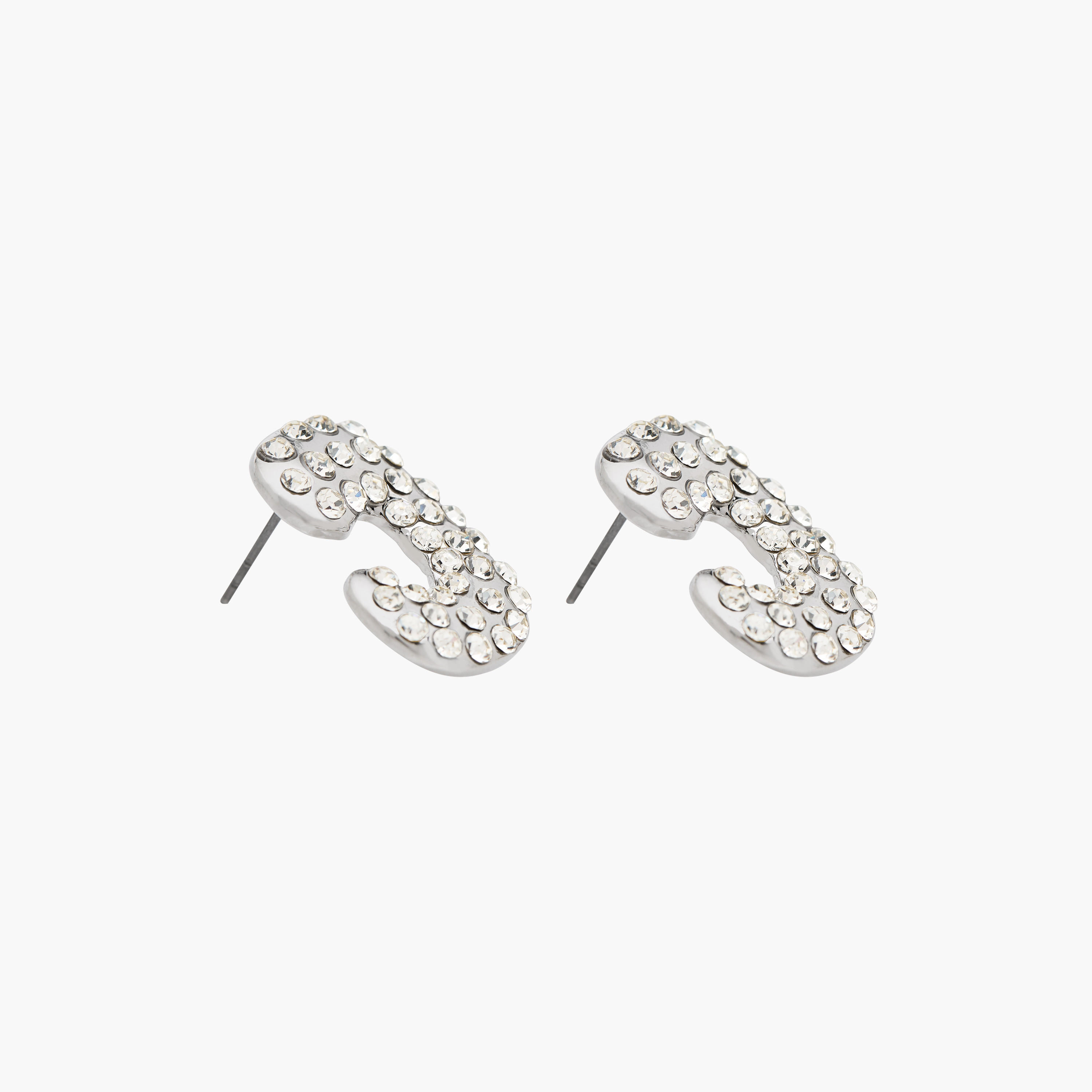 Diamante Embellished C-Shaped Stud Earrings with Pushback Closure - Set of 2-women-watchesandjewellery-jewellery-earrings-image-3