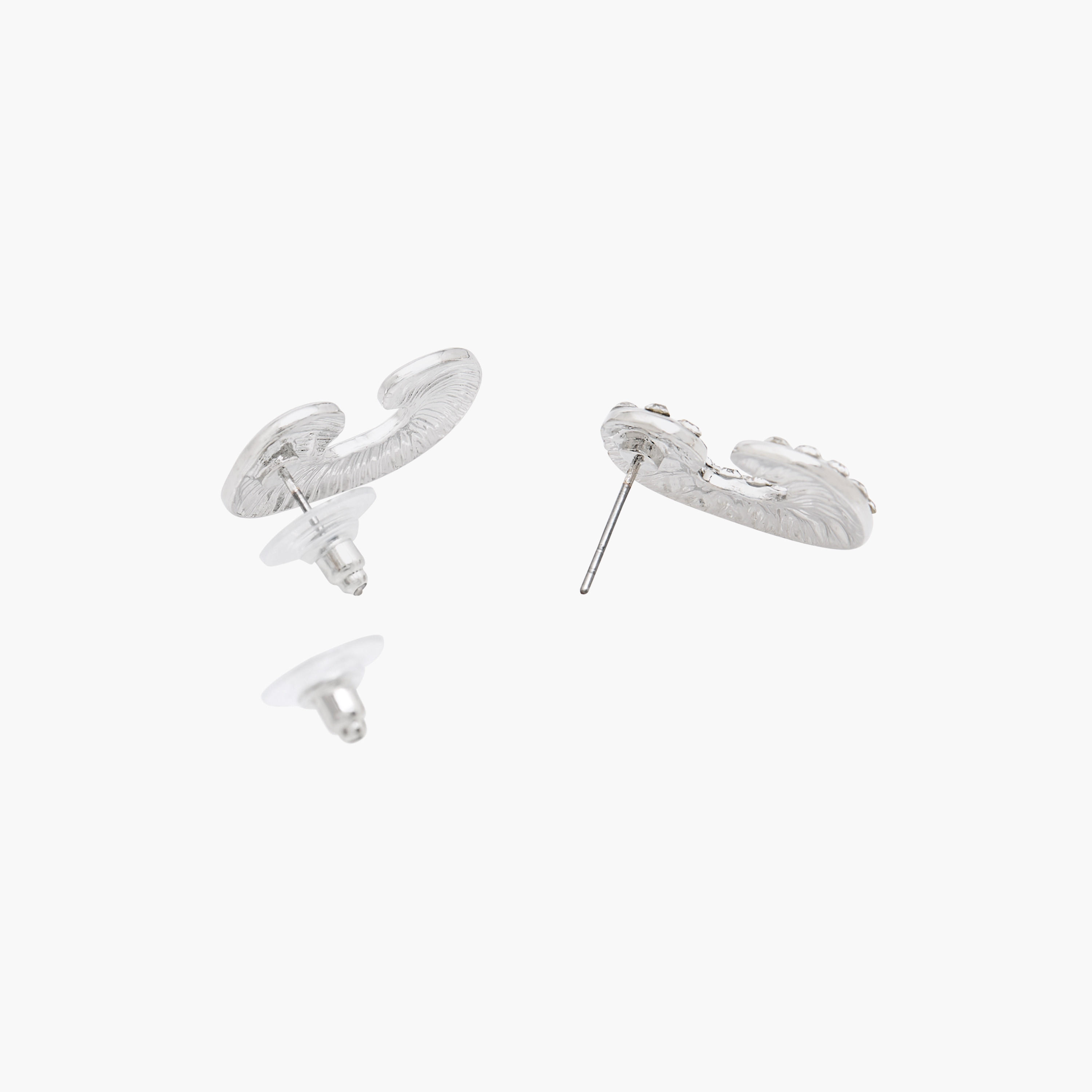 Diamante Embellished C-Shaped Stud Earrings with Pushback Closure - Set of 2-women-watchesandjewellery-jewellery-earrings-image-4