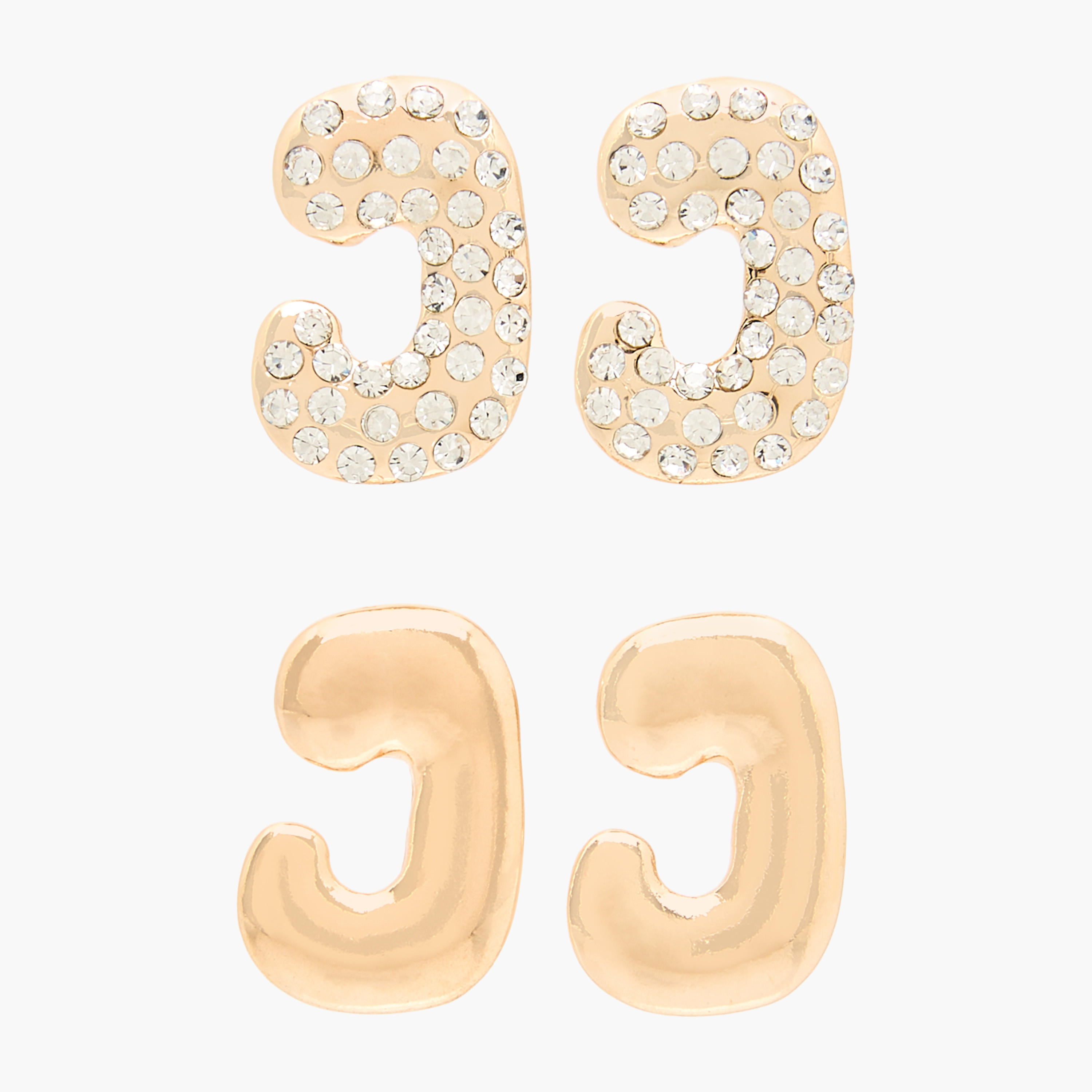 Metallic Earrings with Pushback Closure - Set of 2-women-watchesandjewellery-jewellery-earrings-image-1
