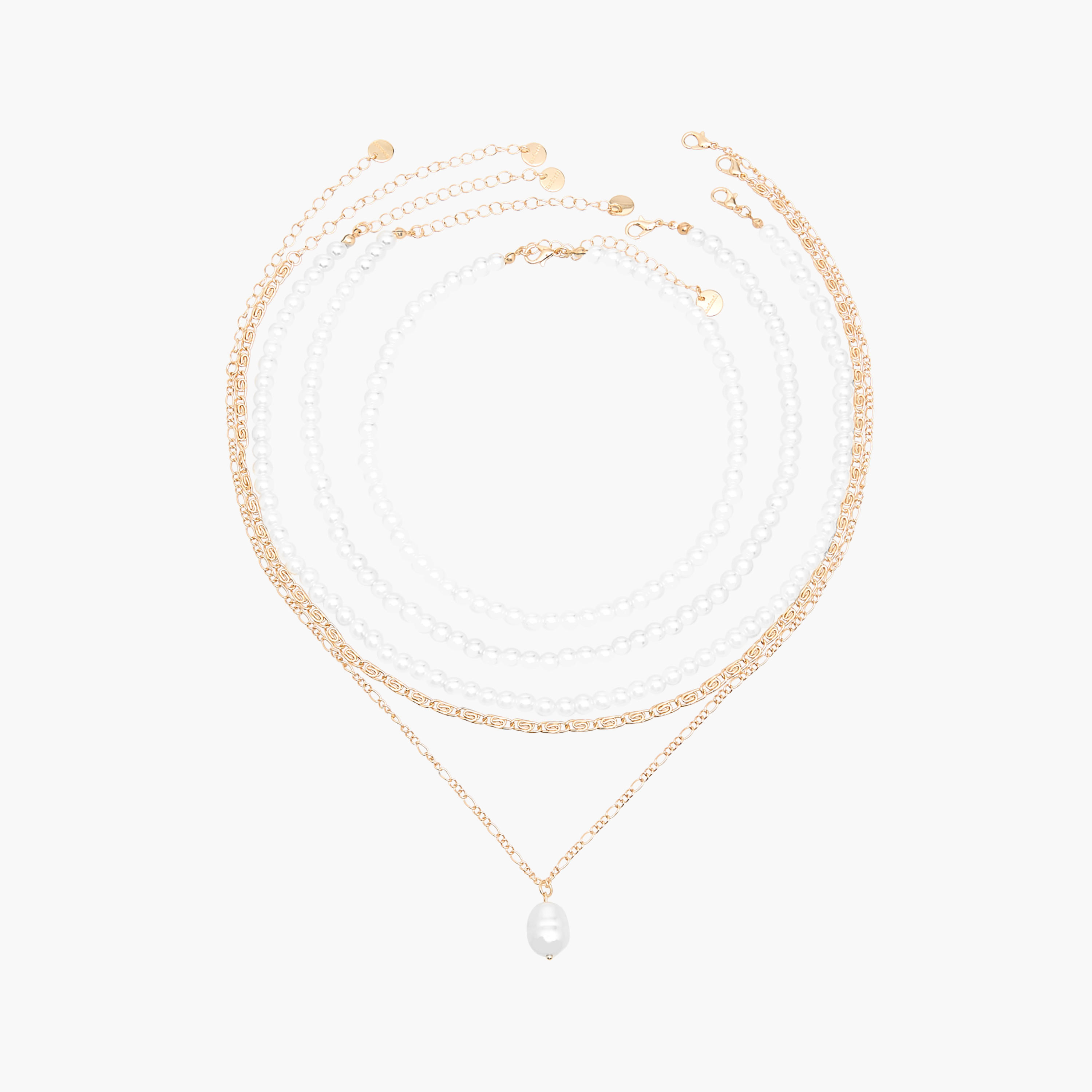 عقد ميتاليك بمشبك إغلاق - طقم من 5 قطع-women-watchesandjewellery-jewellery-necklacesandpendants-image-1