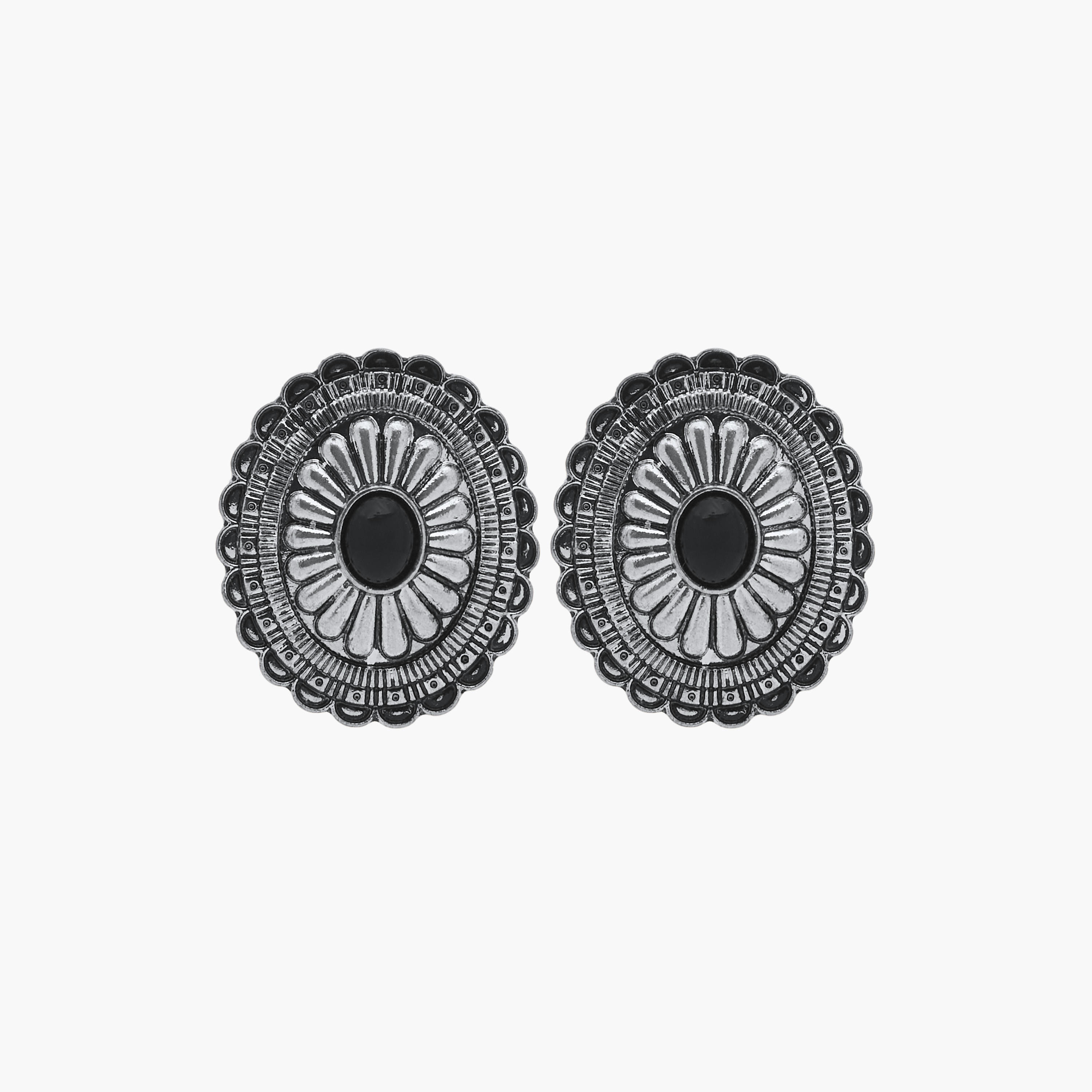 Oxidised Stud Earrings with Pushback Closure-women-watchesandjewellery-jewellery-earrings-image-1