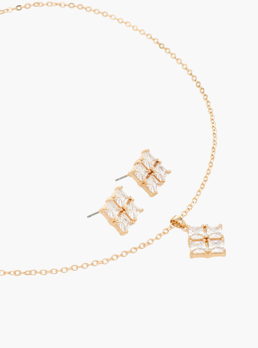 Stone Embellished Pendant Necklace and Earrings Set-women-watchesandjewellery-jewellery-jewellerysets-image-3