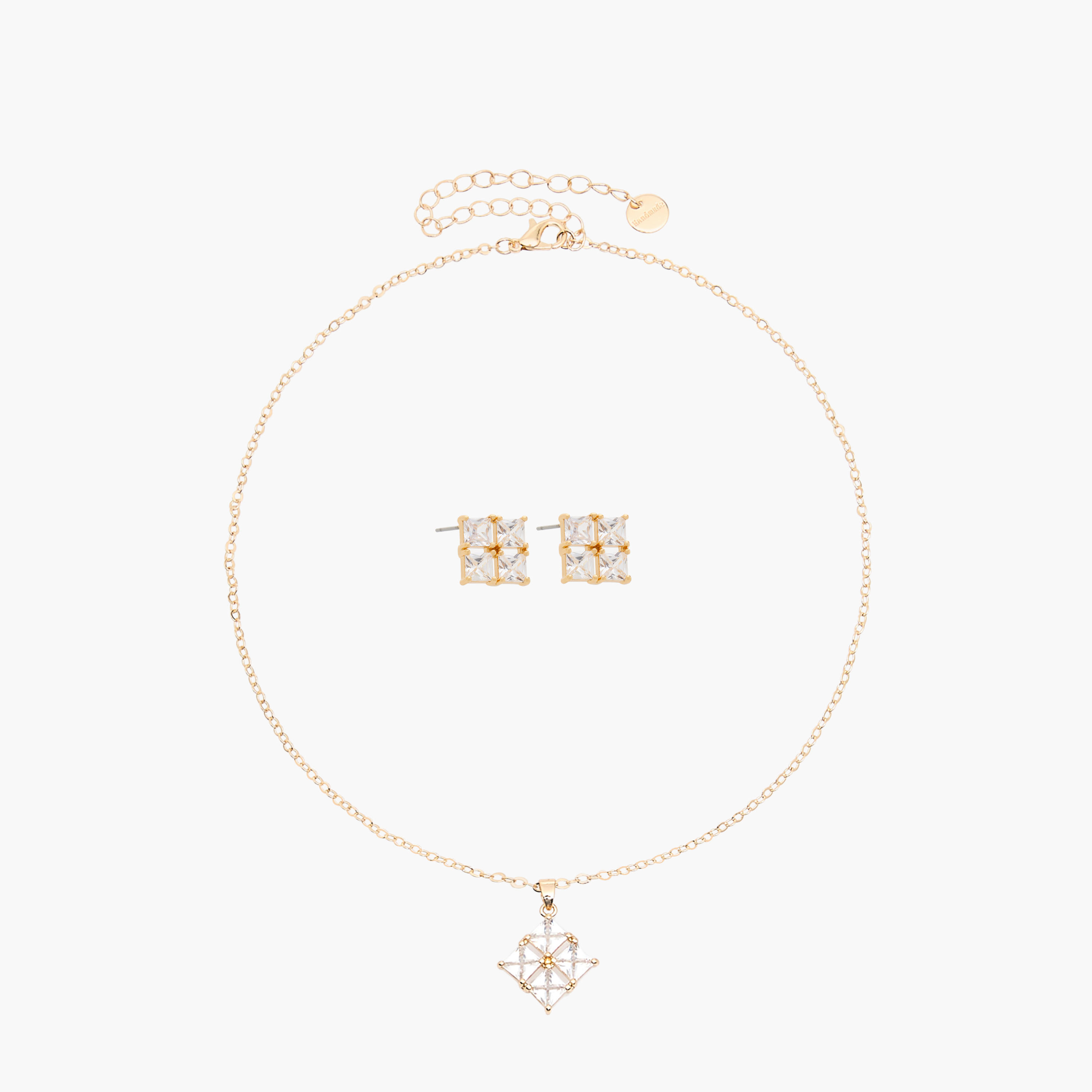 Cubic Zirconia Pendant Necklace and Earrings Set-women-watchesandjewellery-jewellery-jewellerysets-image-1